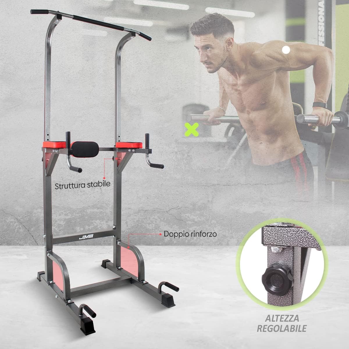 Sbarra Trazioni Fitness Multifunzione, A parete, Acciaio inossidabile, nero - immagine 2