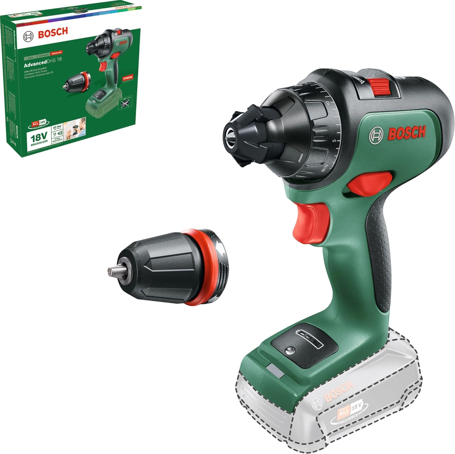Bosch Home And Garden Trapano a batteria AdvancedDrill 18, Green
