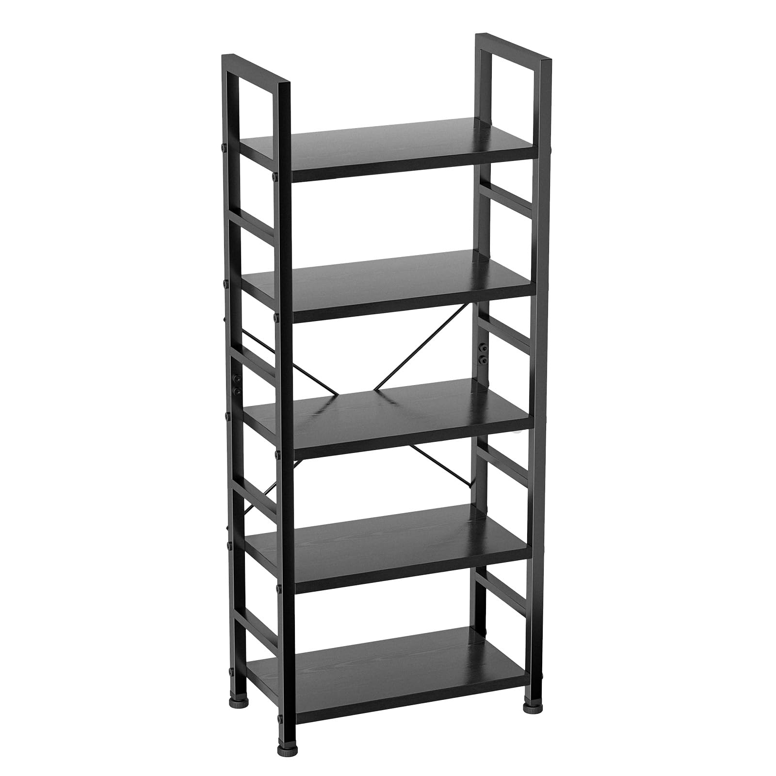 Sweetcrispy Libreria a 5 Livelli in Legno e Metallo Nero