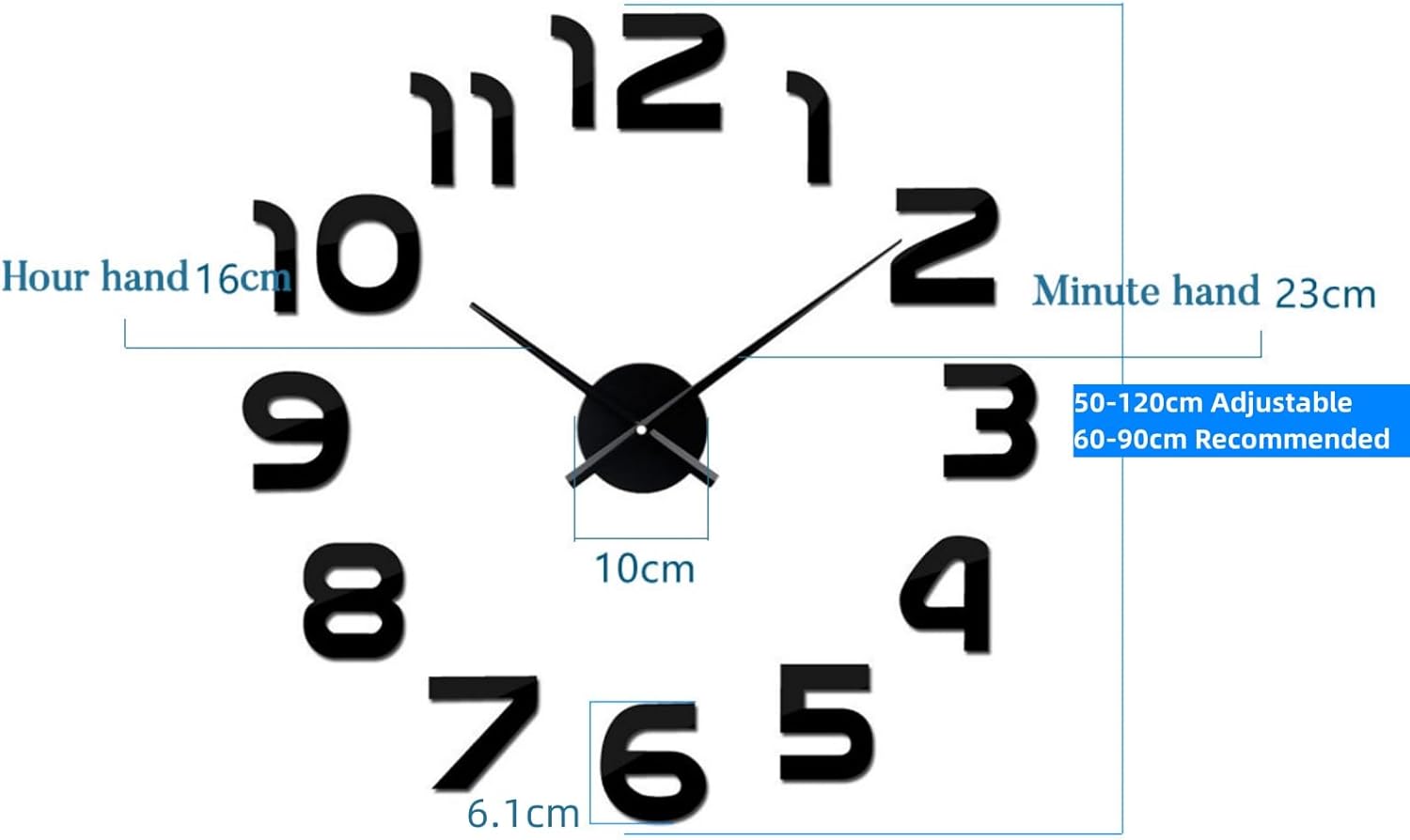 Yolistar Orologio da Parete Fai Da Te 3D, Nero - immagine 2
