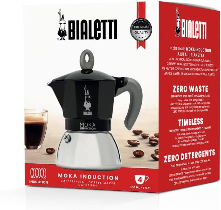 Bialetti Moka a Induzione - Caffettiera 4 Tazze, Nero - immagine 2