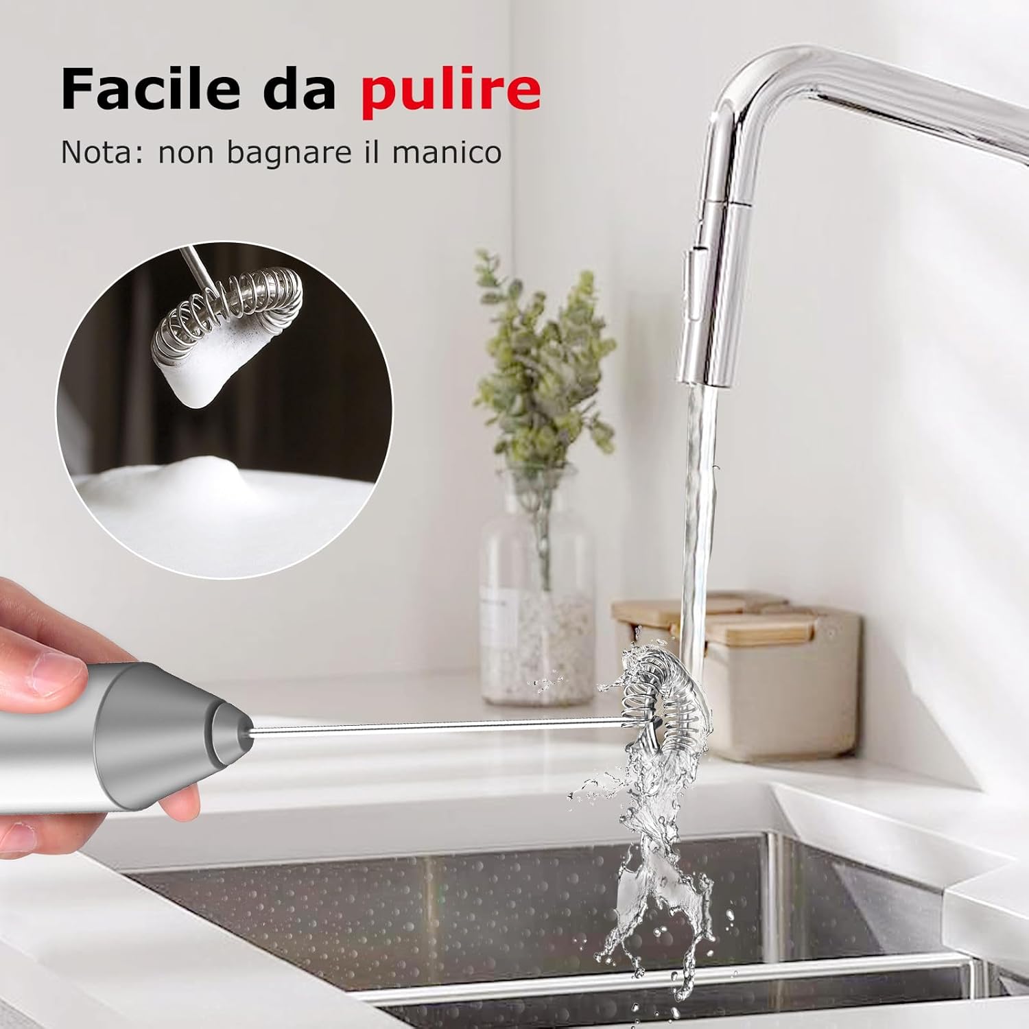 Bonsenkitchen Montalatte Elettrico con Supporto - immagine 6