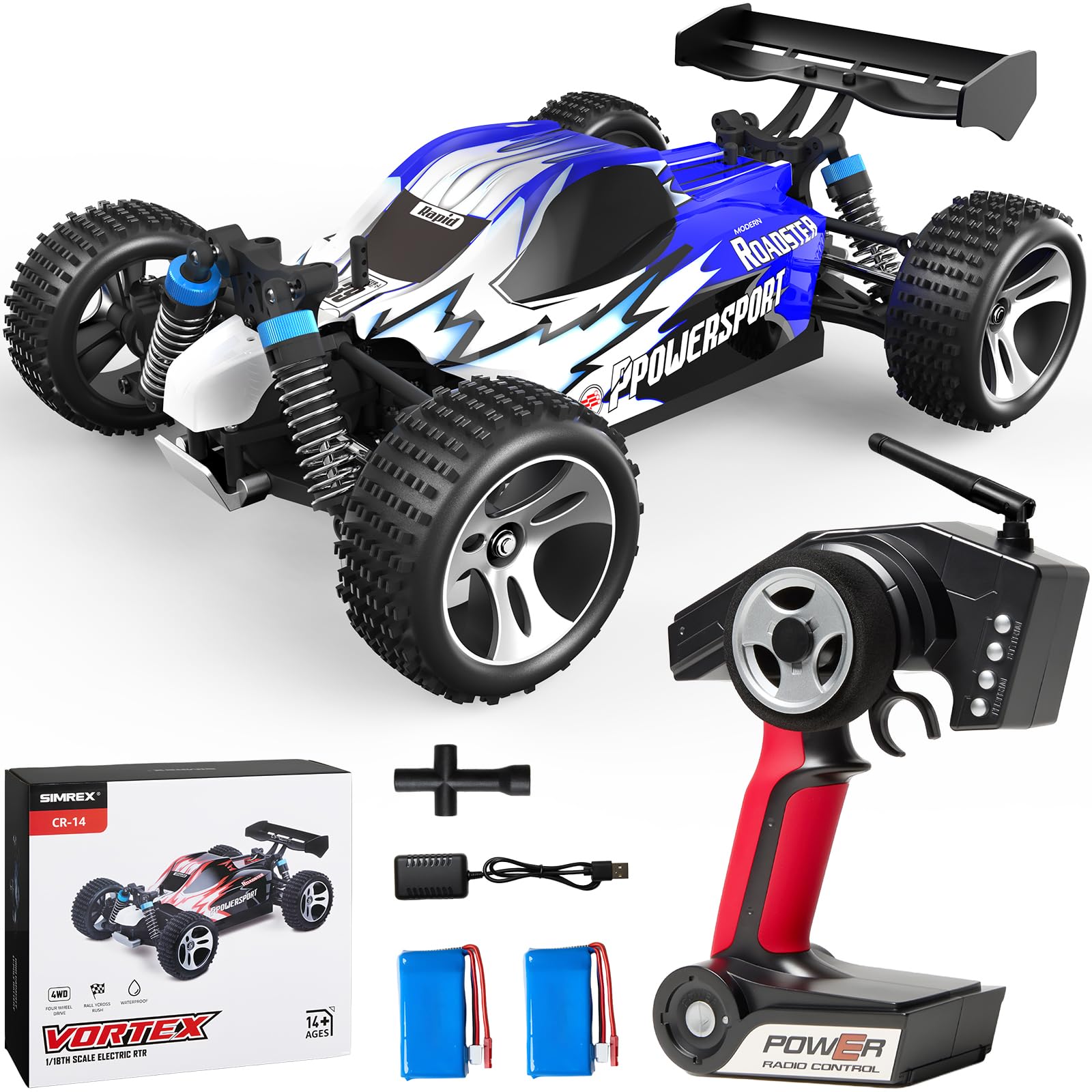 SIMREX Auto Telecomandata All Terrain 4WD 45 km/h, Blu