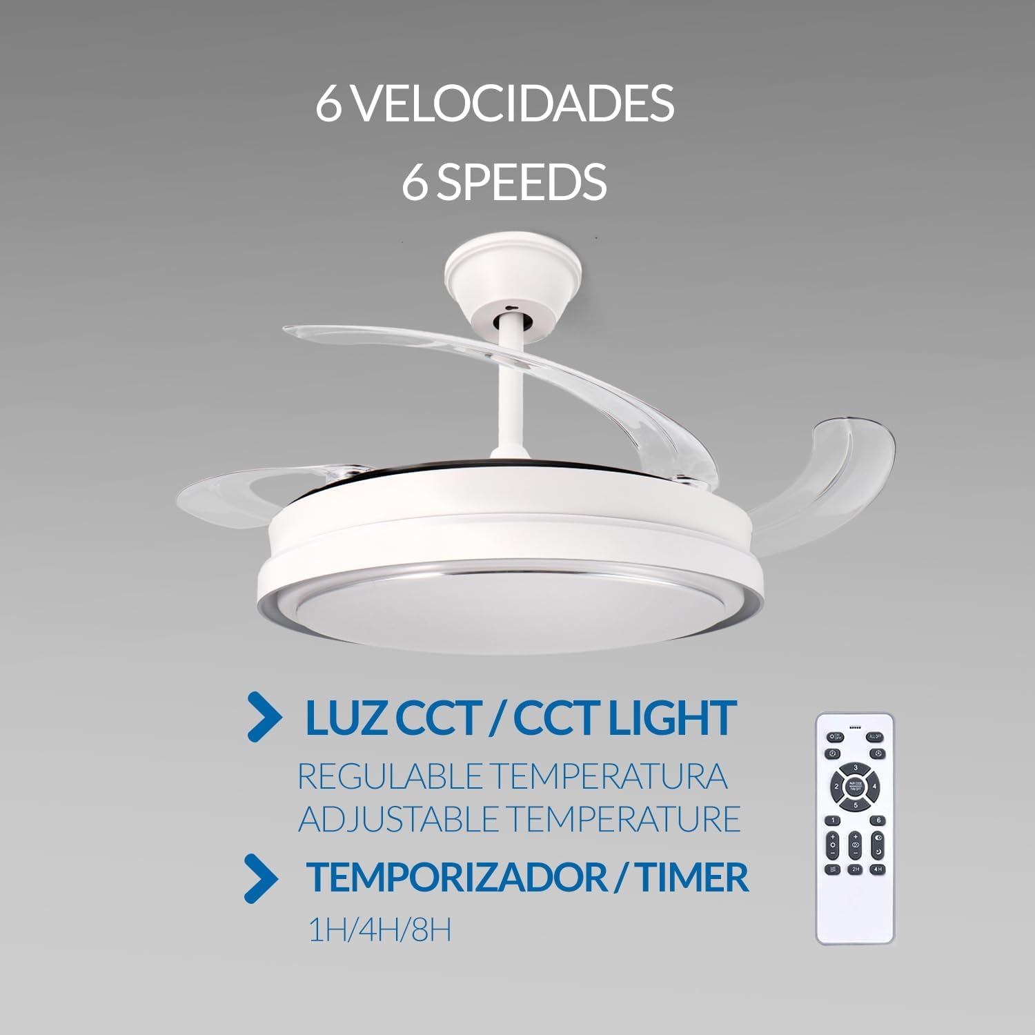 M Ledme - Ventilatore da Soffitto con Luce LED, DC - immagine 3