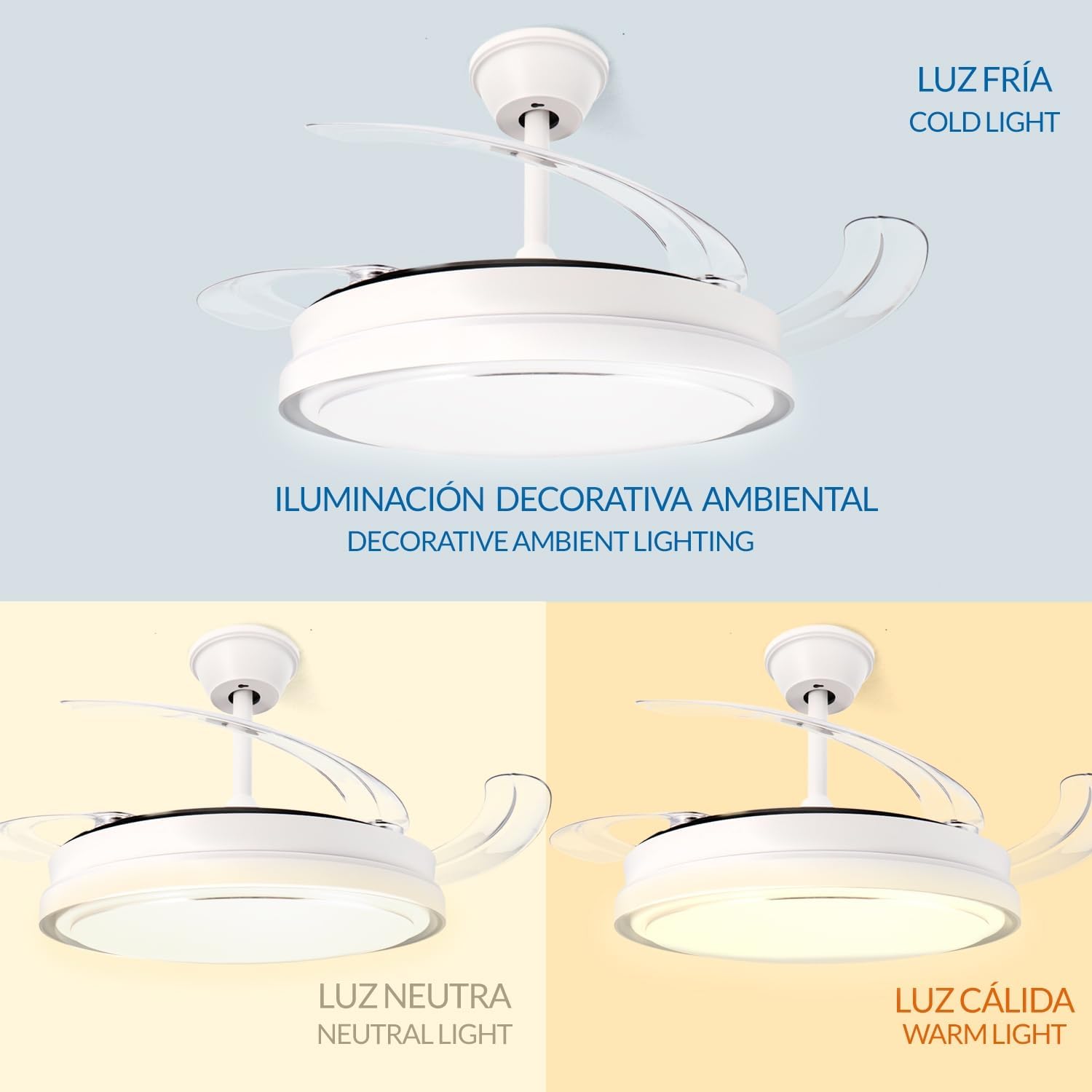 M Ledme - Ventilatore da Soffitto con Luce LED, DC - immagine 4
