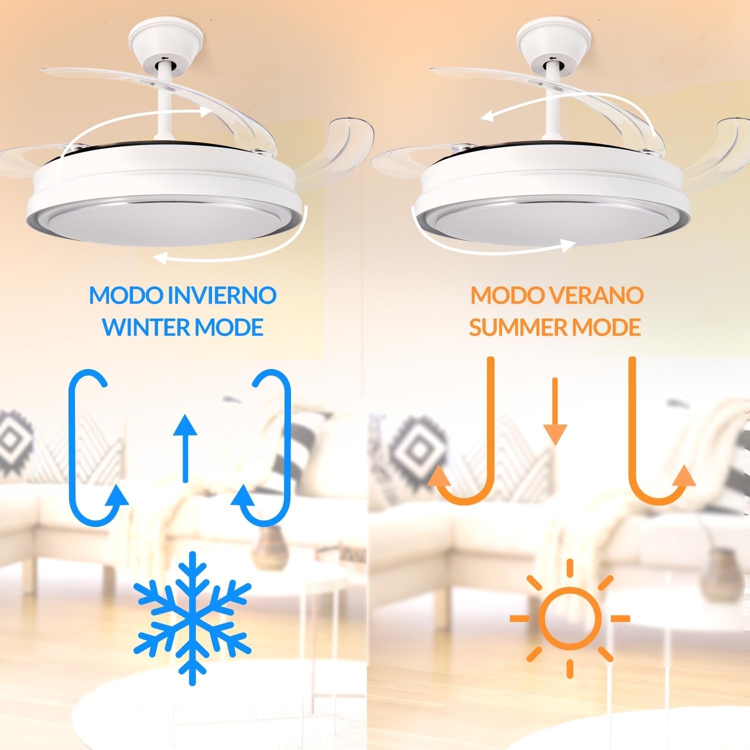 M Ledme - Ventilatore da Soffitto con Luce LED, DC - immagine 5