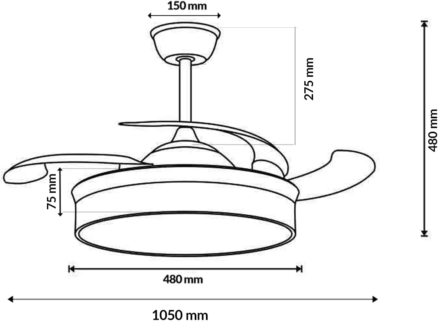 M Ledme - Ventilatore da Soffitto con Luce LED, DC - immagine 6