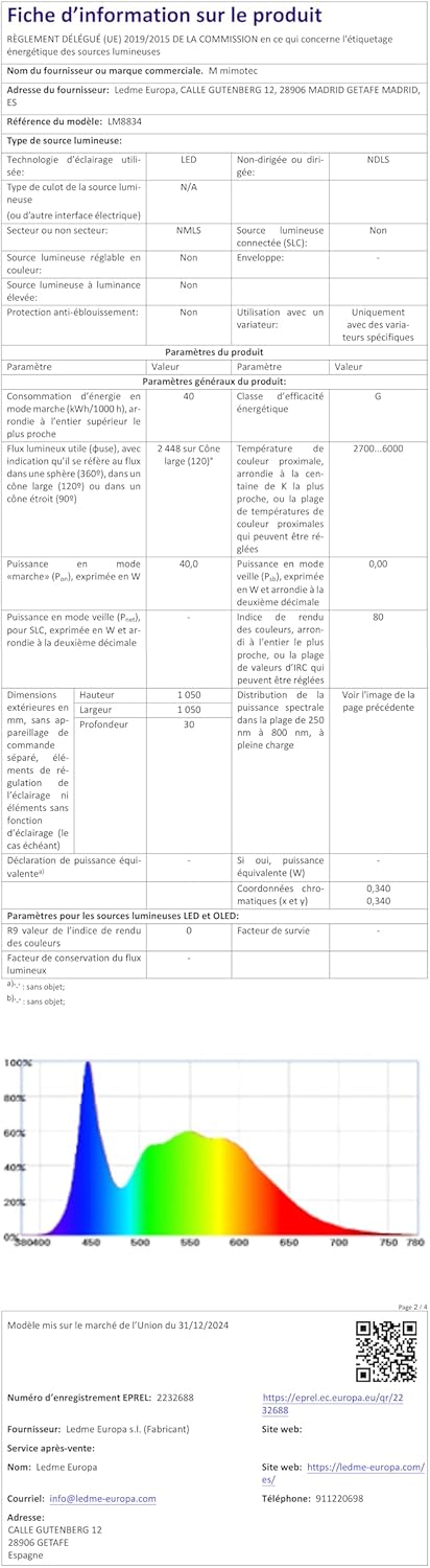 M Ledme - Ventilatore da Soffitto con Luce LED, DC - immagine 7