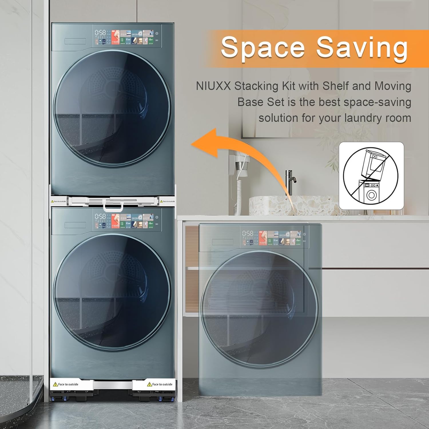 NIUXX Base Mobile Impilabile per Lavatrice/Asciugatrice - immagine 2