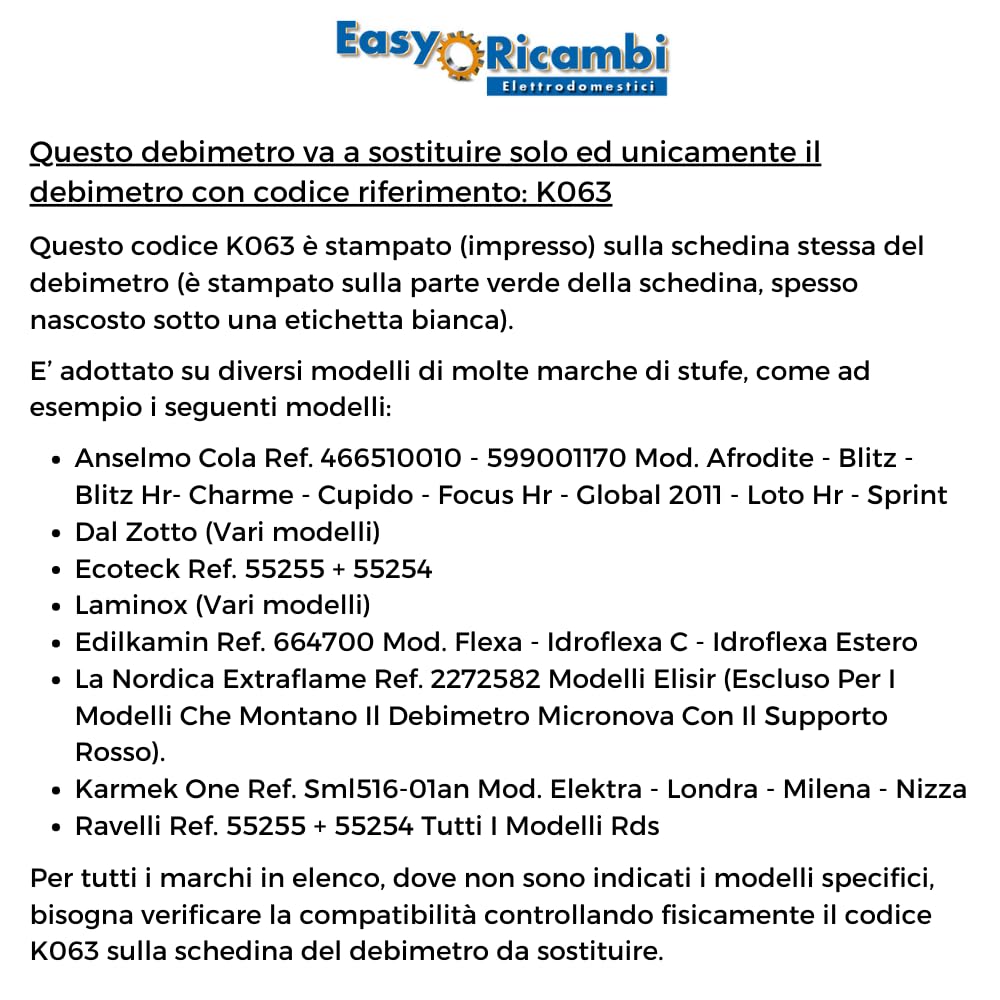 Easyricambi Debimetro Stufa a Pellet K063 - immagine 6