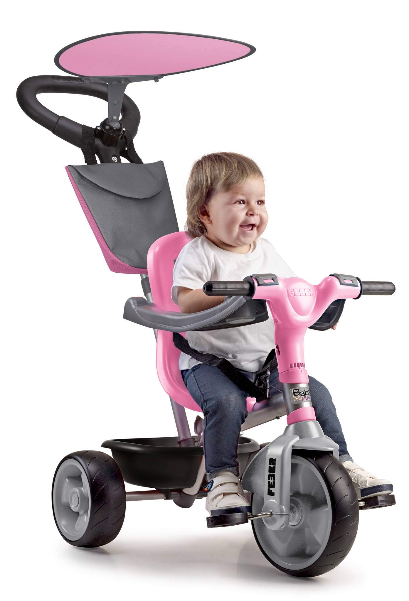 Feber- Baby Plus Music Triciclo, Colore Rosa/Bianco, 800012132