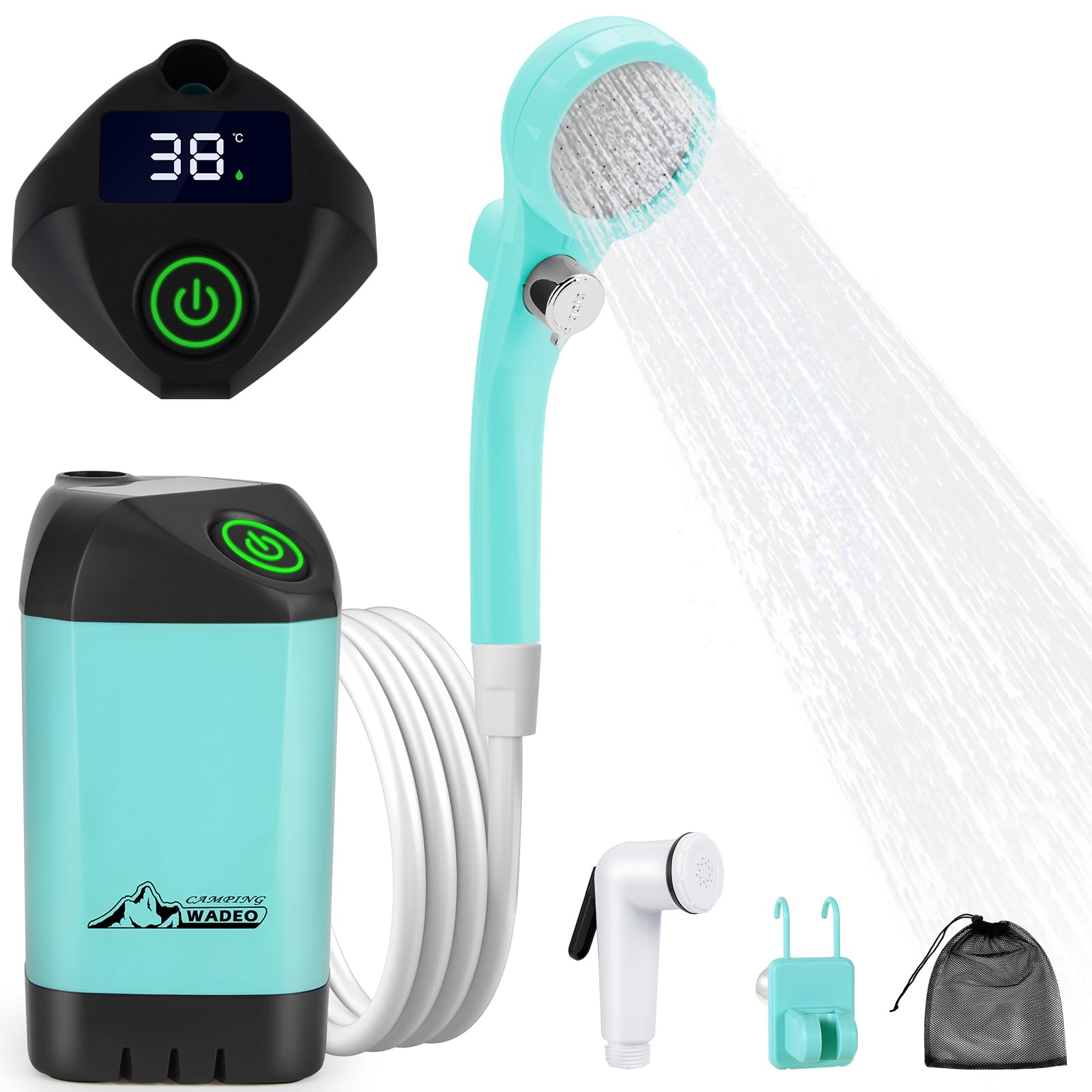 WADEO Doccia Portatile 6000mAh con Display Digitale