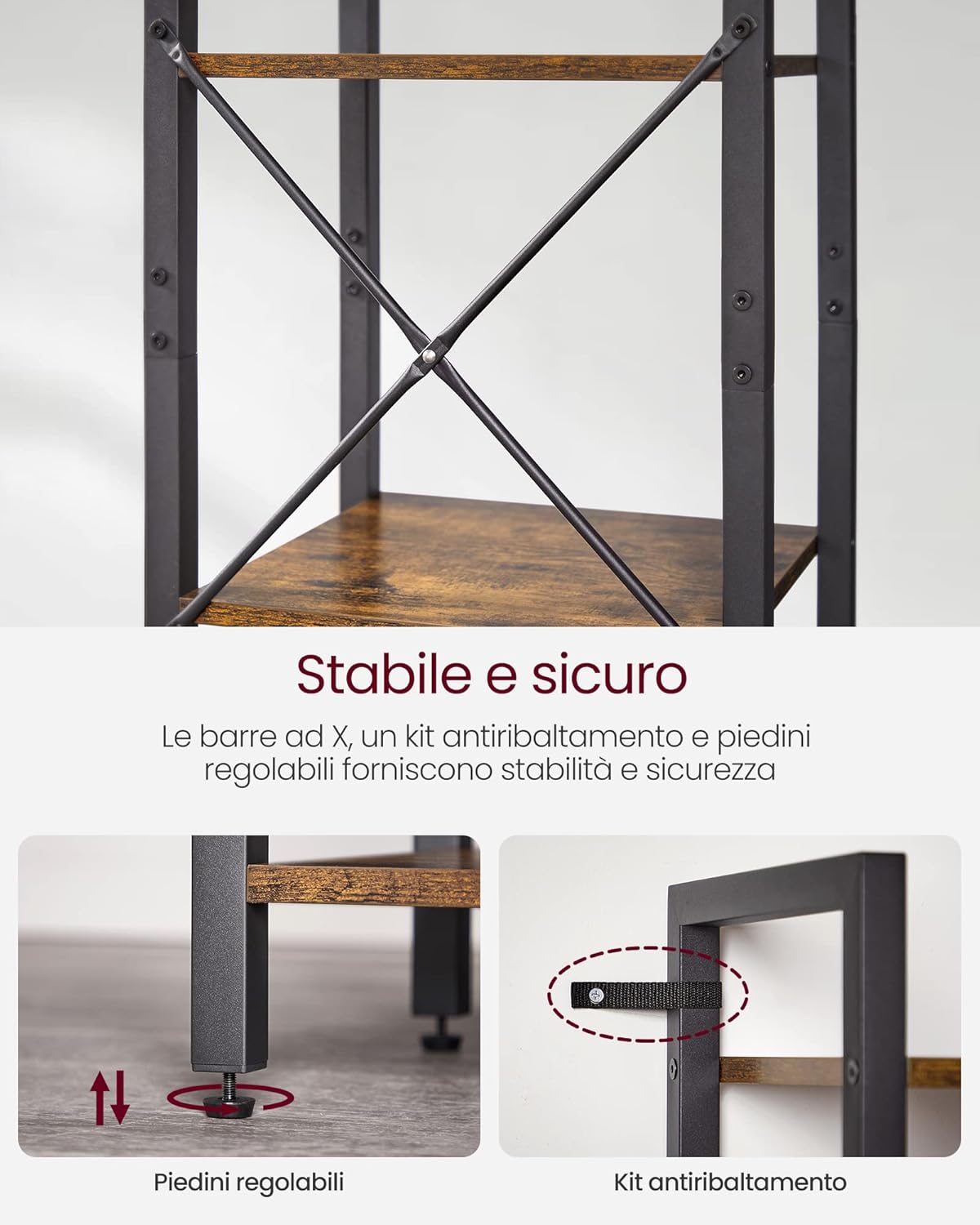 Vasagle Scaffale a 6 Ripiani Stile Industriale - immagine 5