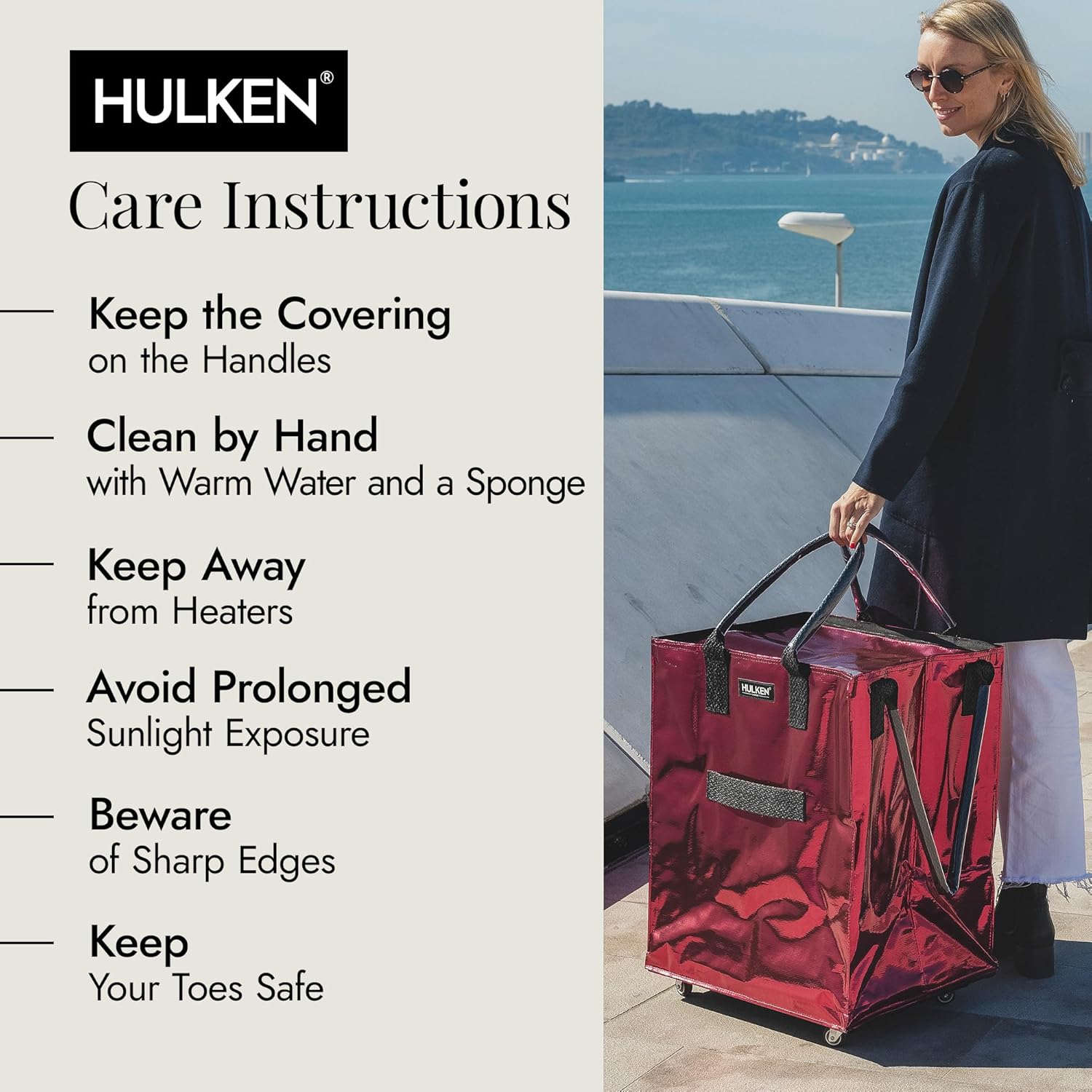 HULKEN Borsa Spesa Riutilizzabile su Ruote, Rosso Cosmico - immagine 6