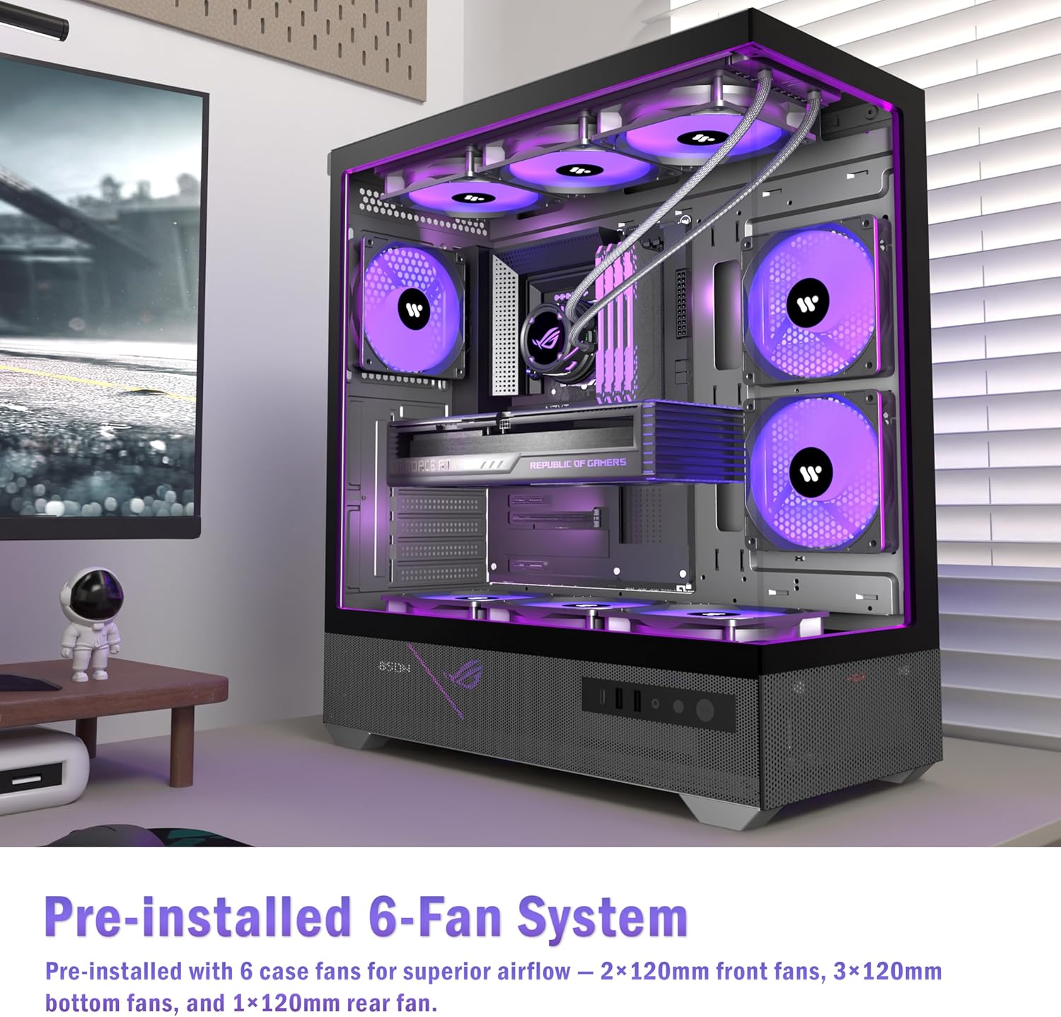 Ansaite Case PC ATX Mid Tower Pure White - immagine 5