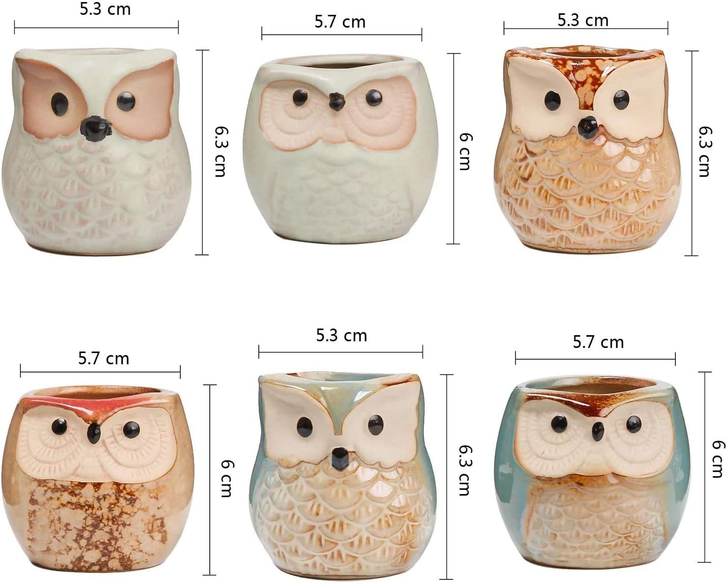 Voarge Vasi in Ceramica a Gufo (6 Pezzi) - immagine 2