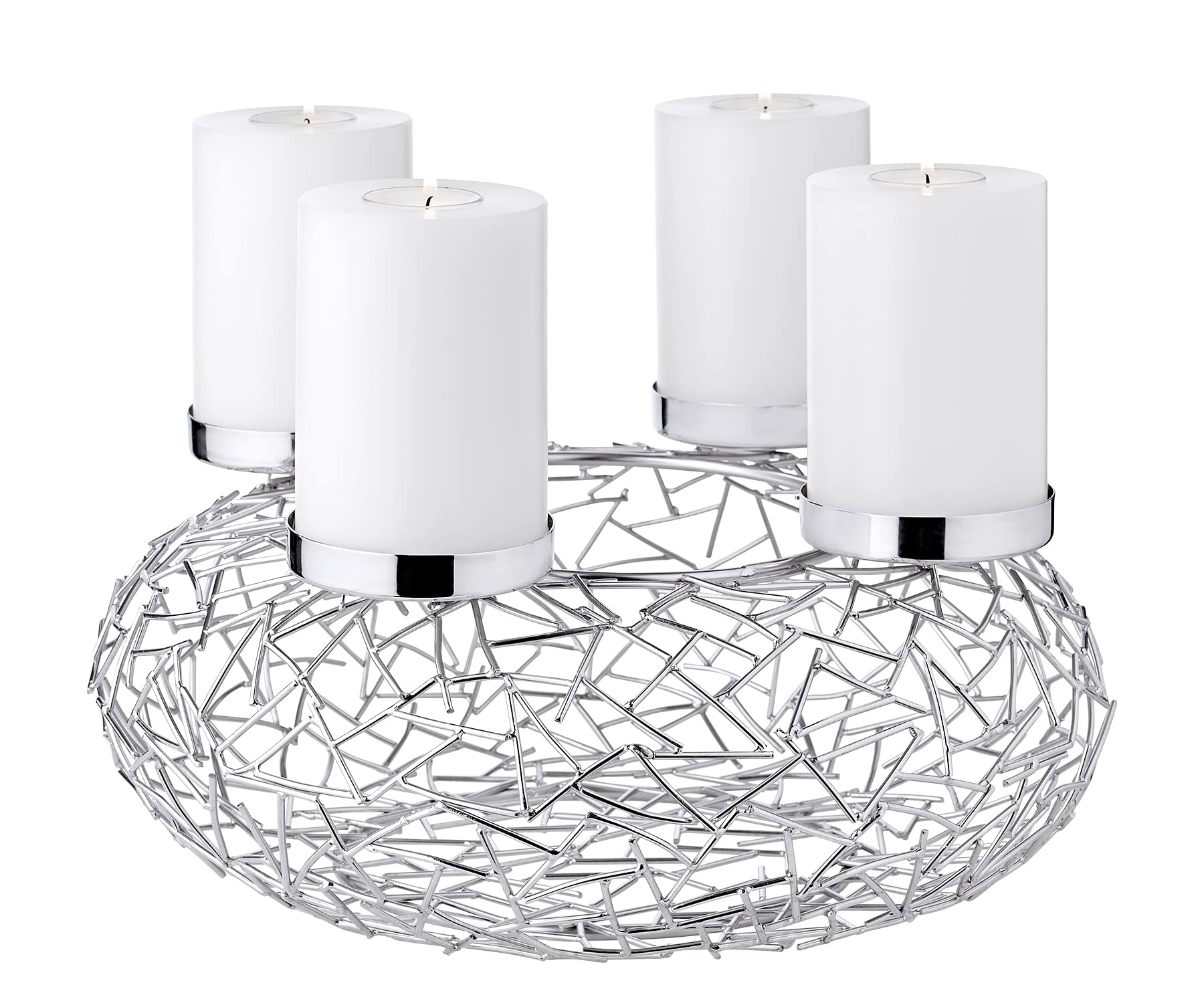 EDZARD corona dell'avvento Milano, acciaio pregiato nichelato, diametro 34 cm