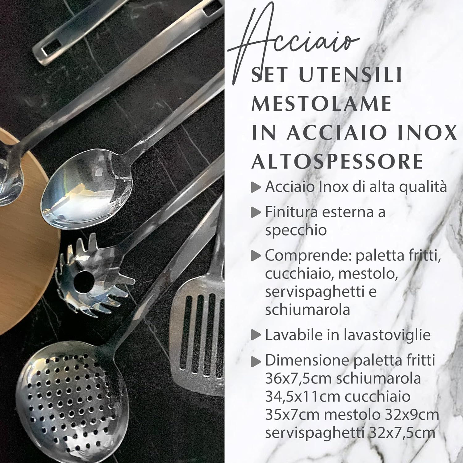 Fackelmann Set 5 Utensili da Cucina in Acciaio Inox - immagine 3
