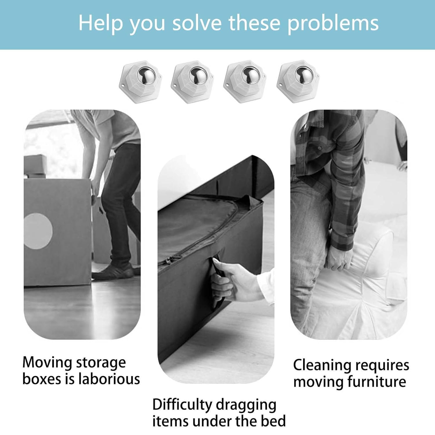 Svock 4 Pezzi Ruote Girevoli Autoadesive per Mobili - immagine 4