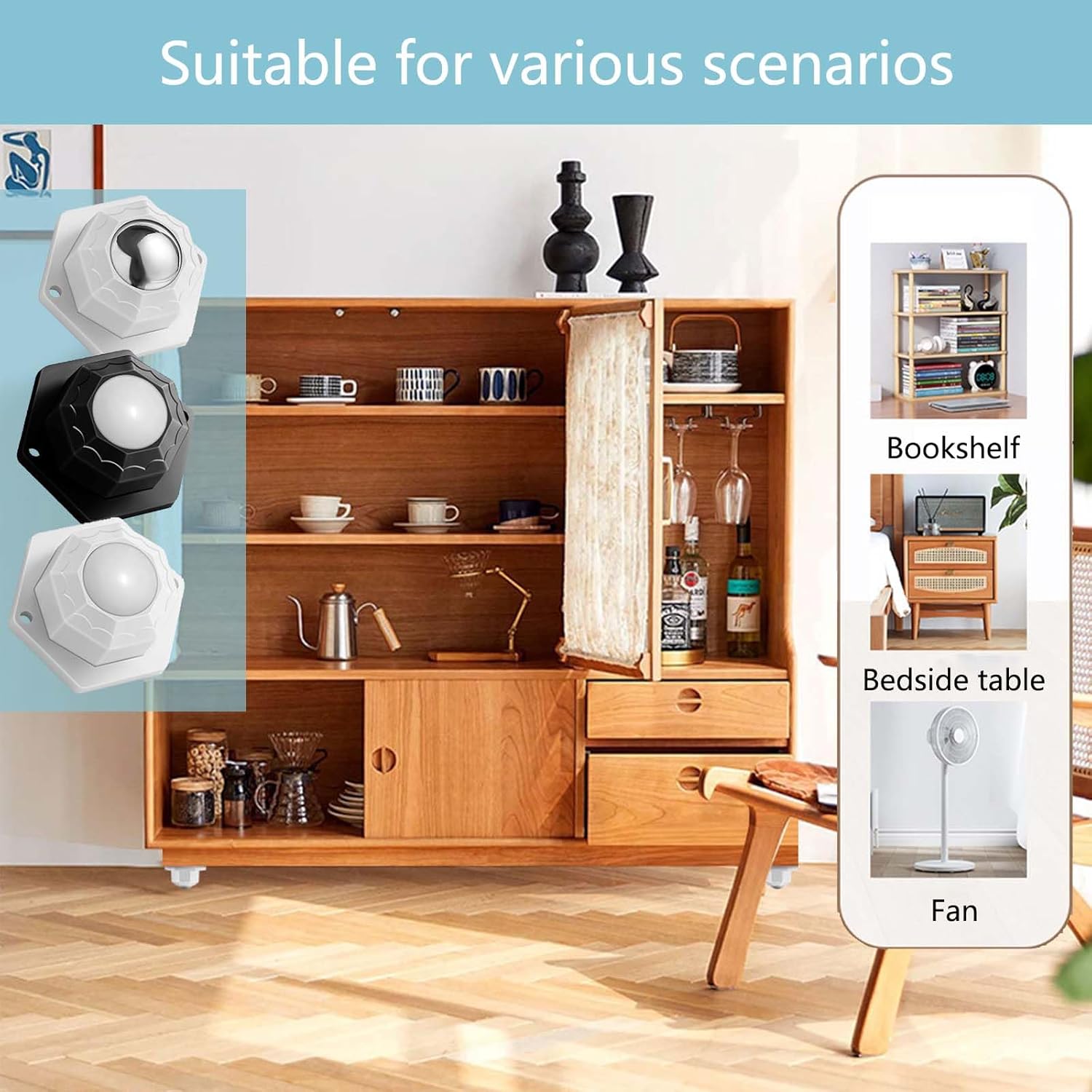 Svock 4 Pezzi Ruote Girevoli Autoadesive per Mobili - immagine 5