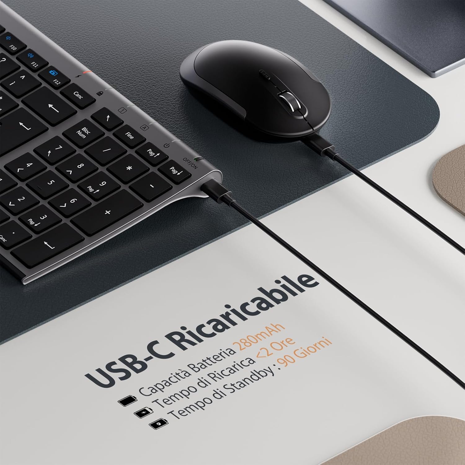 Iclever Tastiera e Mouse Wireless 2.4G, Grigio e Nero - immagine 4