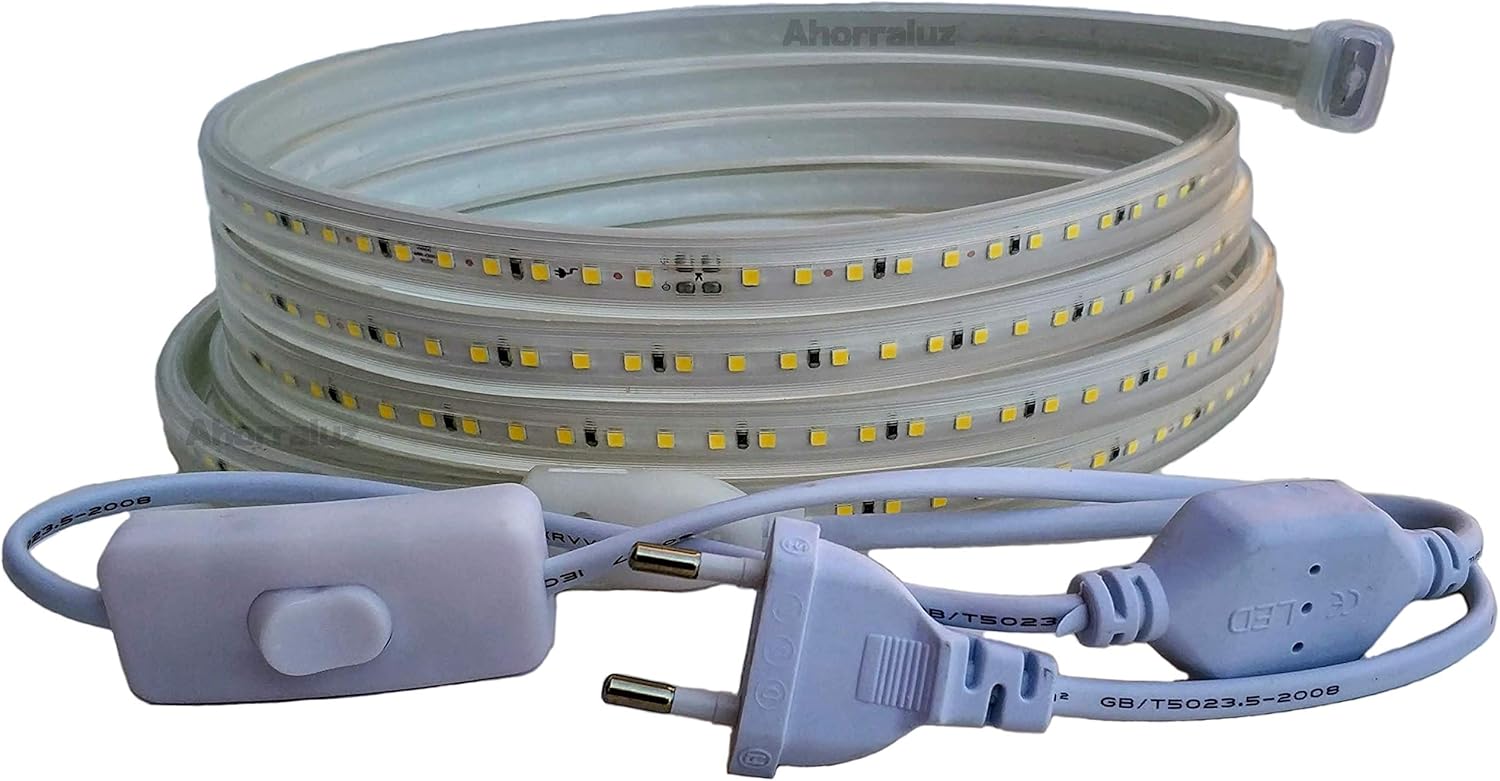 Ahorraluz Striscia LED 220V 120 LED/m IP67, Bianco Neutro - immagine 1