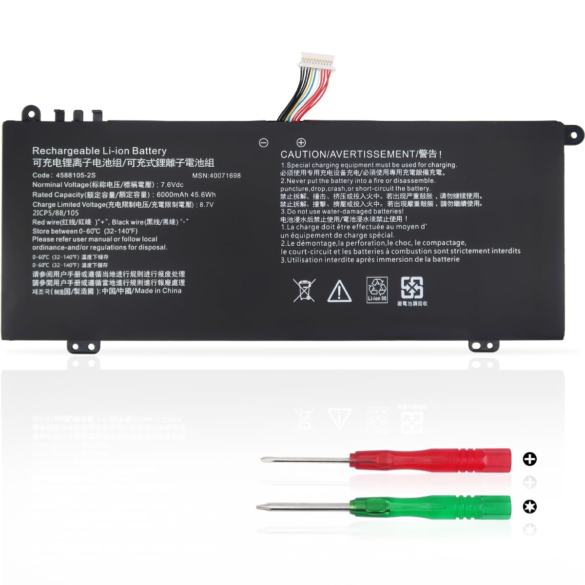 Kxrsii Batteria 45.6Wh per Dynabook Satellite Pro C50-G