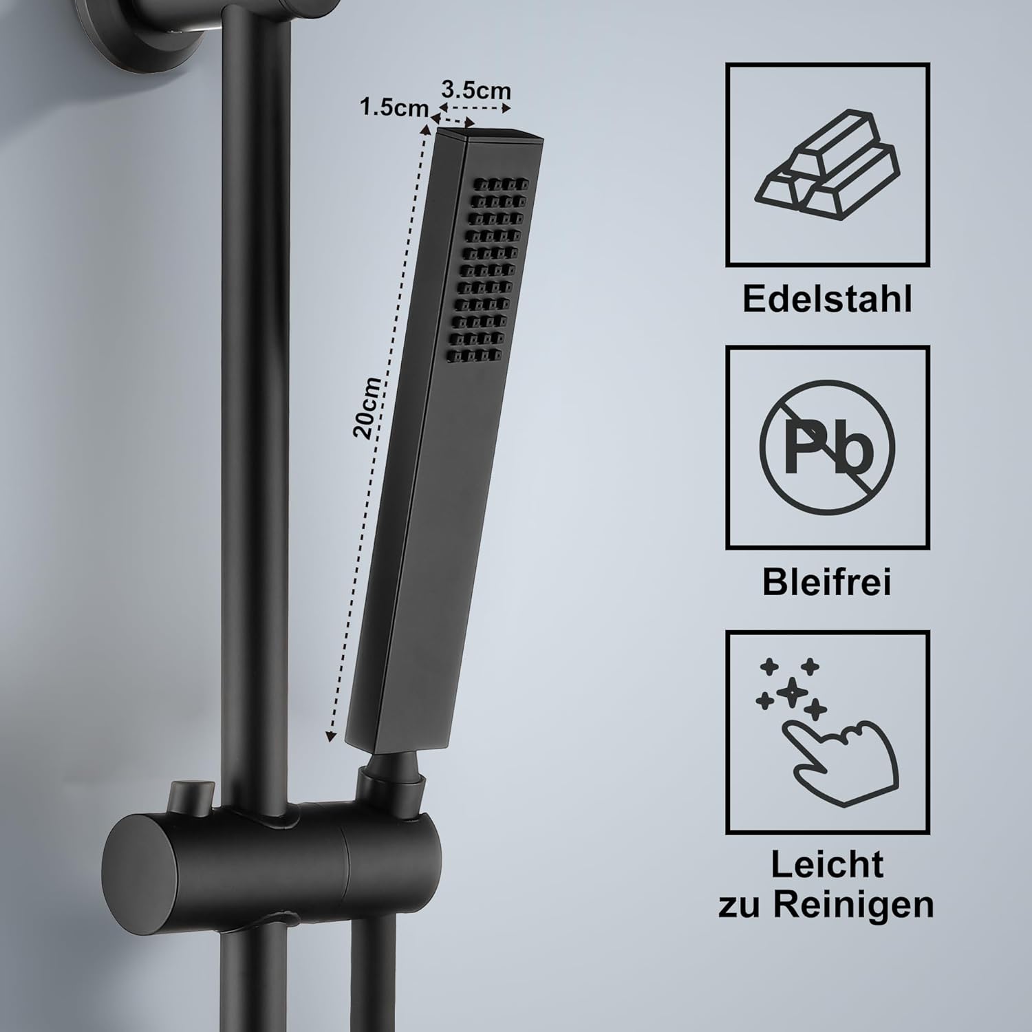 Joho Colonna Doccia Termostatica Nera con Mensola - immagine 4
