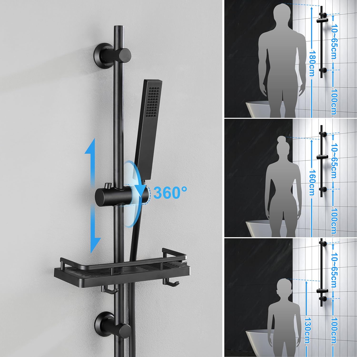 Joho Colonna Doccia Termostatica Nera con Mensola - immagine 5
