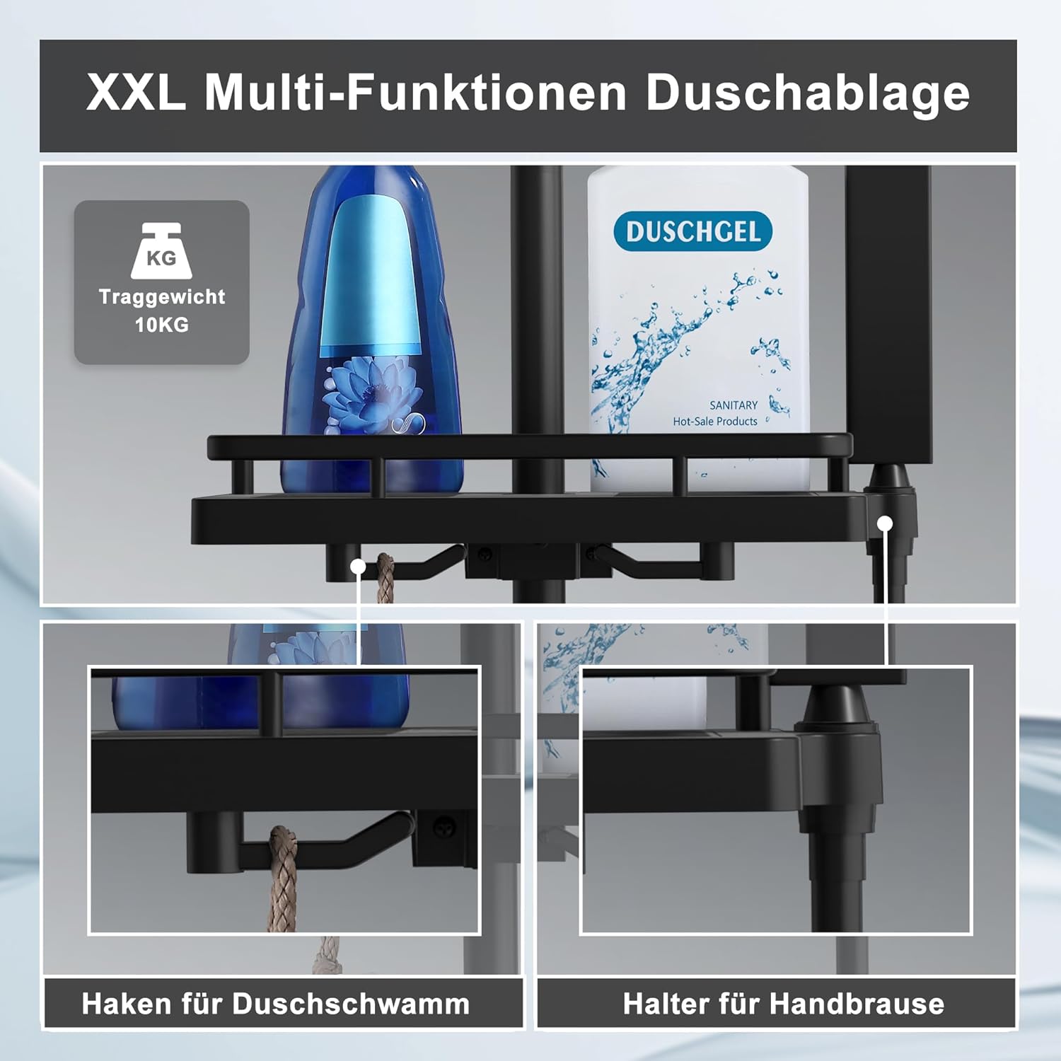 Joho Colonna Doccia Termostatica Nera con Mensola - immagine 6