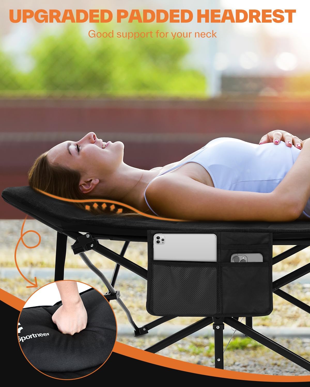 Sportneer Letto Pieghevole per Ospiti 204 kg, Nero - immagine 4