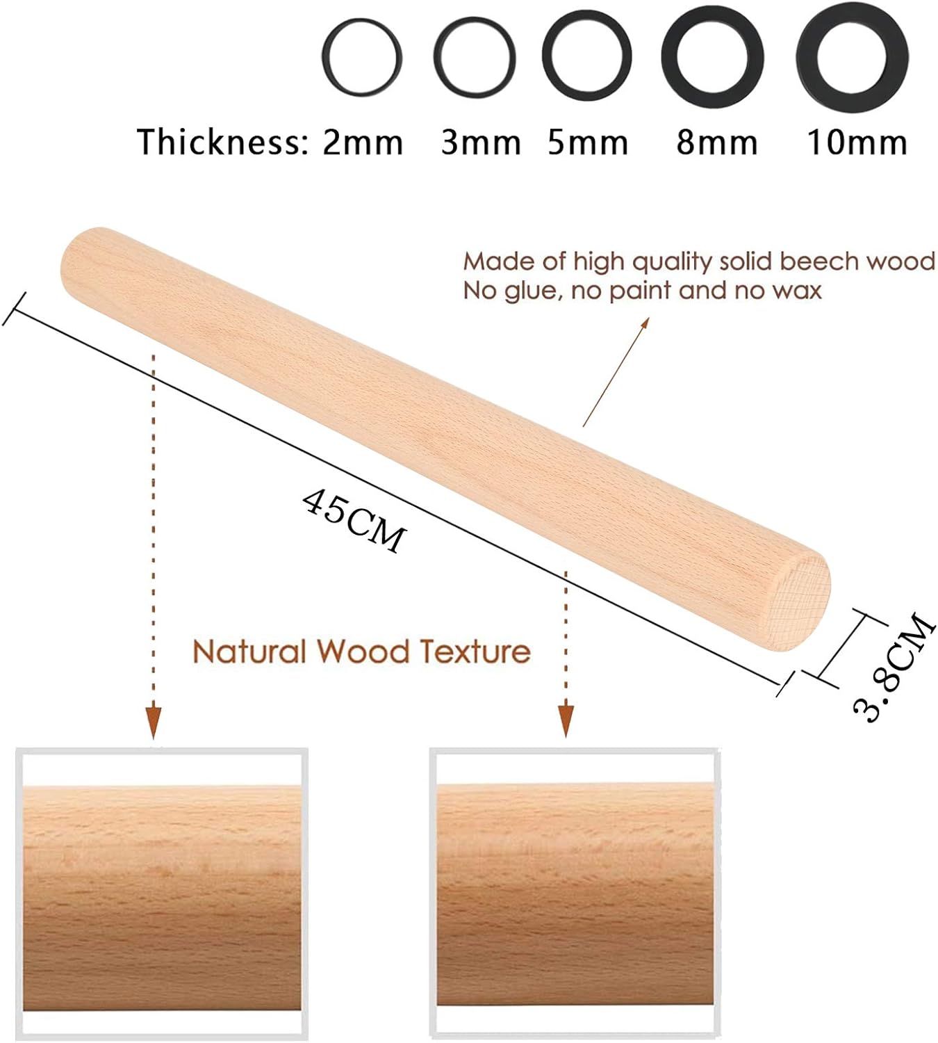 Super Kitchen Mattarello in Legno di Faggio 45cm - immagine 2