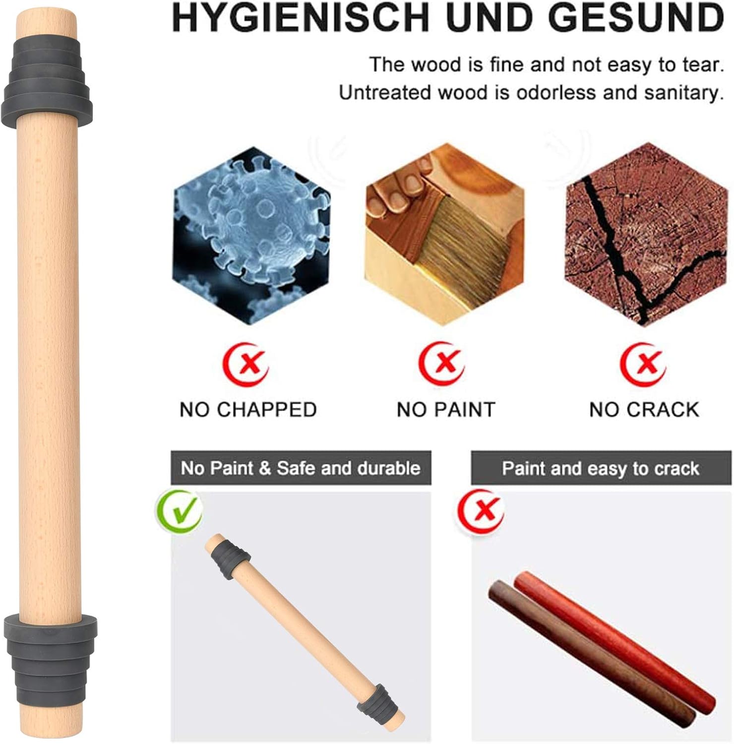 Super Kitchen Mattarello in Legno di Faggio 45cm - immagine 3