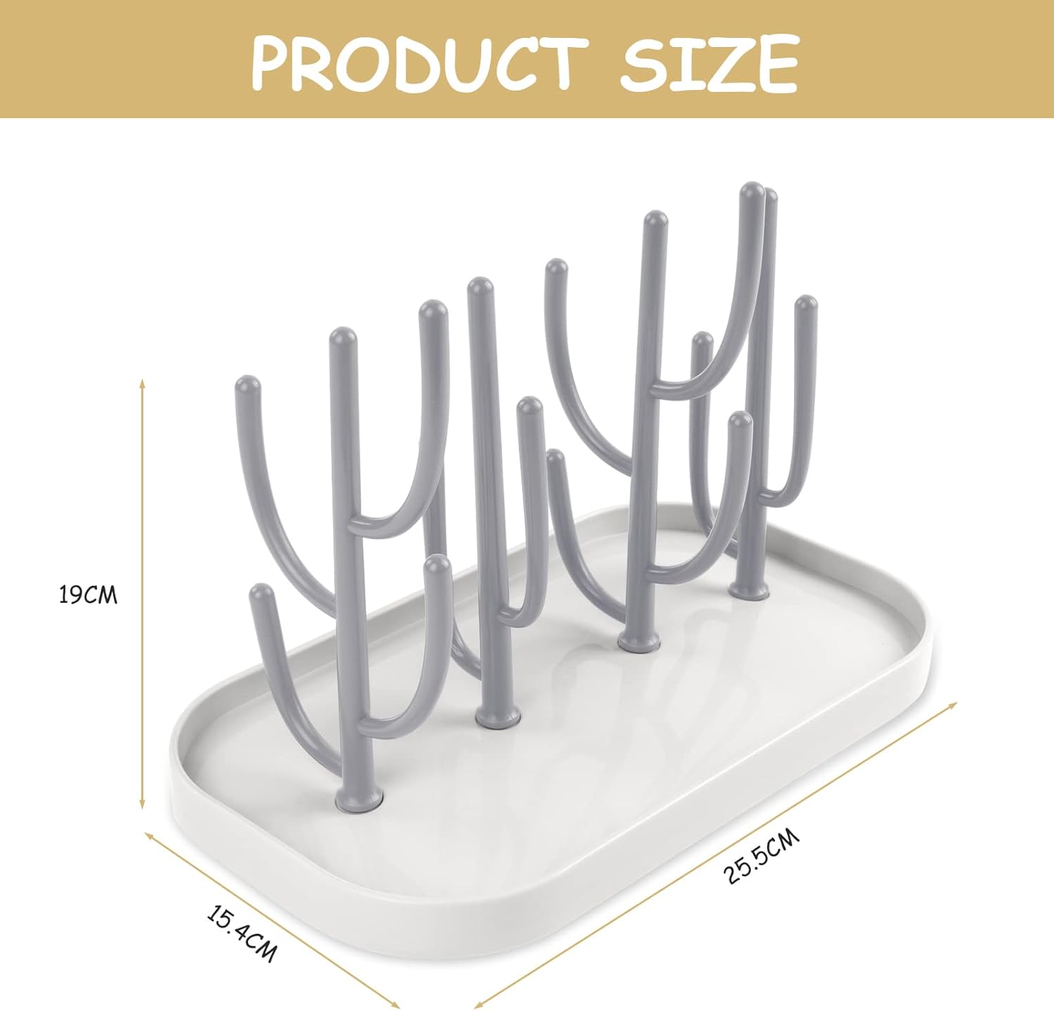 Vicloon Rastrelliere Asciuga Biberon con Puntoni Rimovibili, Grigio - immagine 2