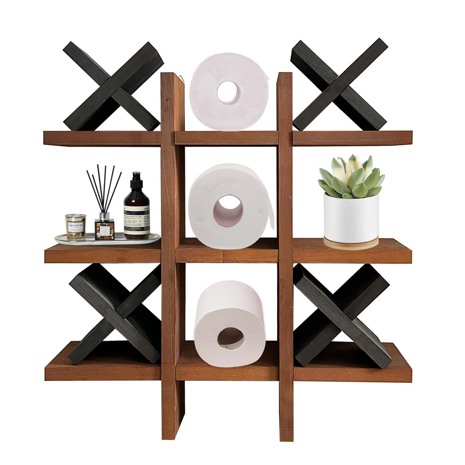 Menayoda Tic Tac Toe - Porta Carta Igienica in Legno