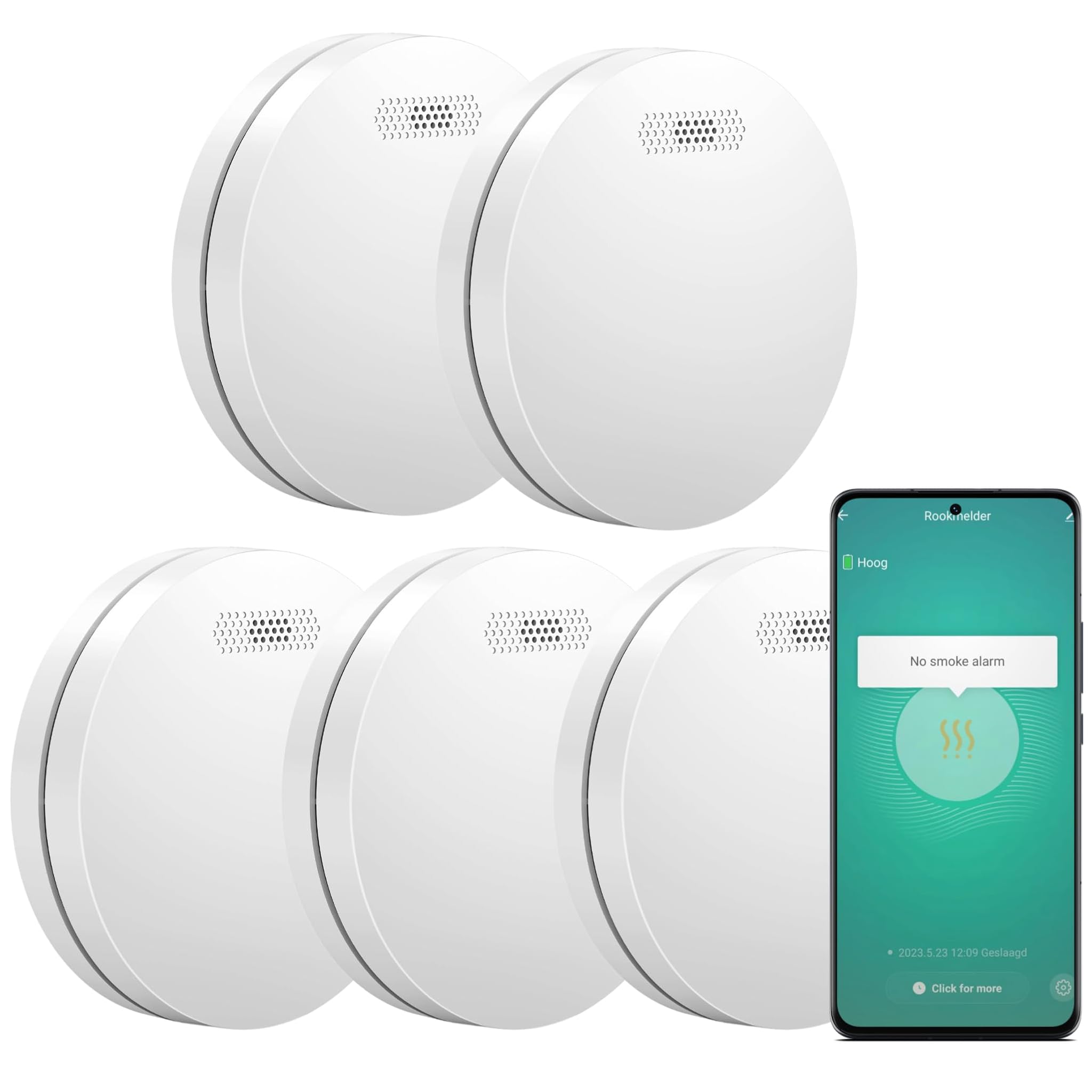 Aroha Smart Connect Rilevatore di Fumo WiFi - 5 pezzi