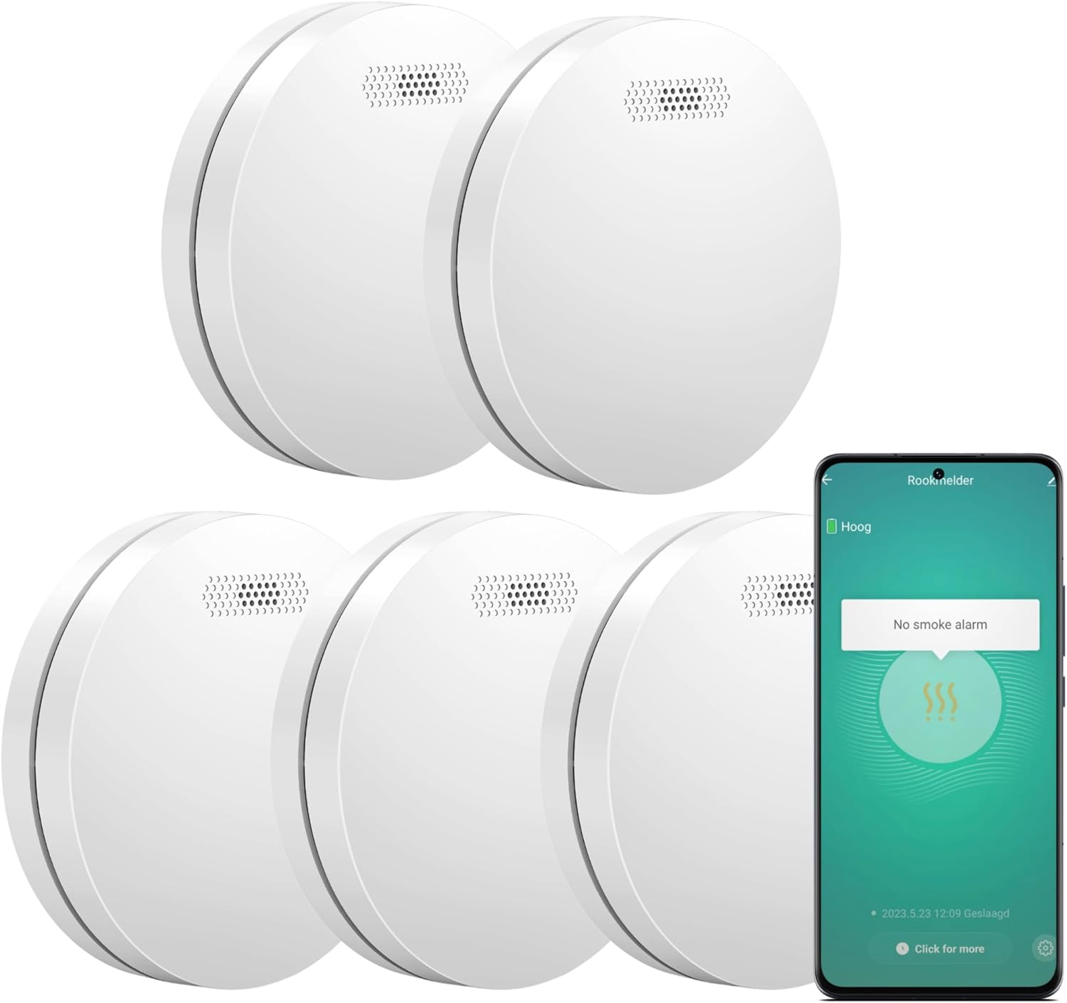 Aroha Smart Connect Rilevatore di Fumo WiFi - 5 pezzi - immagine 1