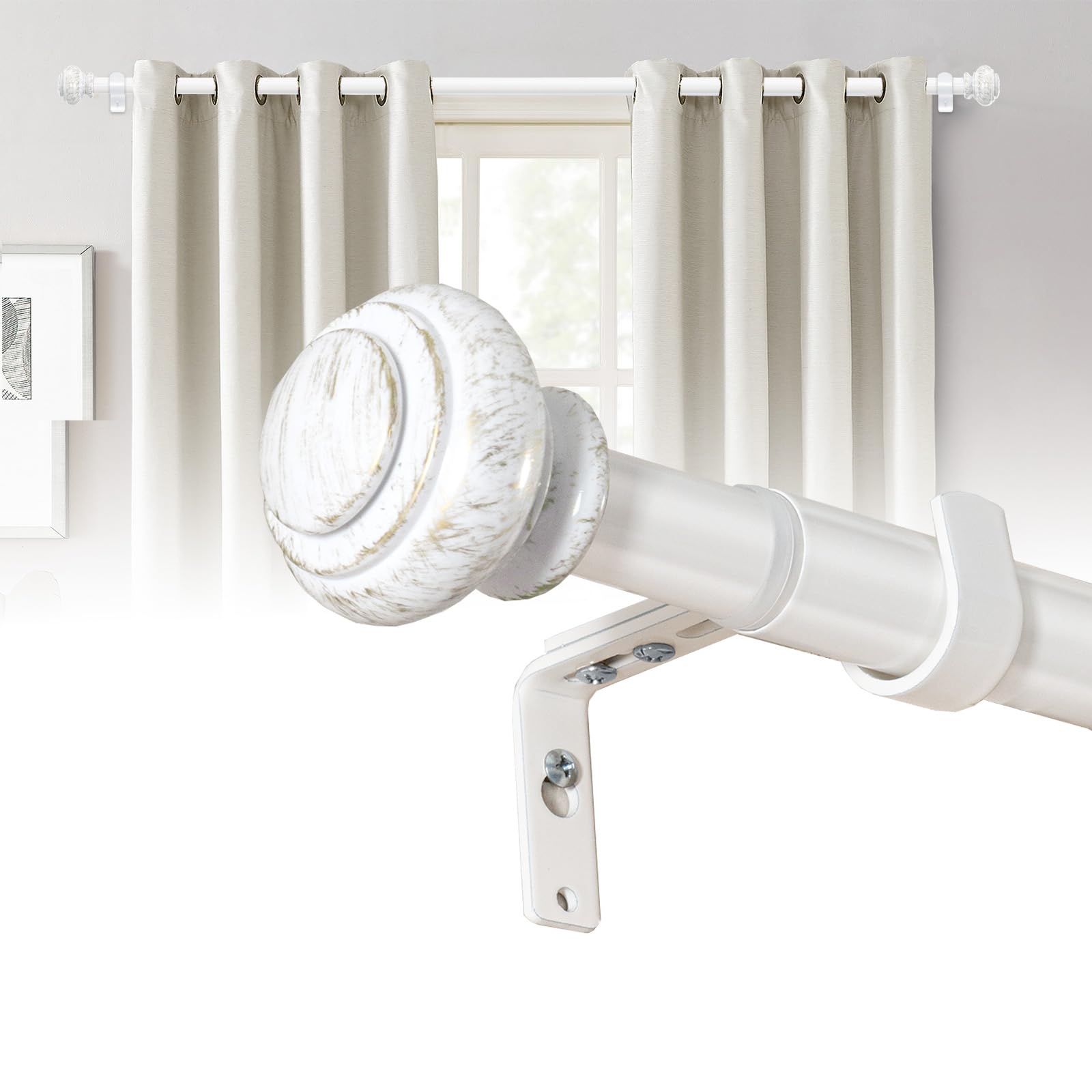 Bastone per Tenda Regolabile 76-230 cm (2 Pezzi), Bianco