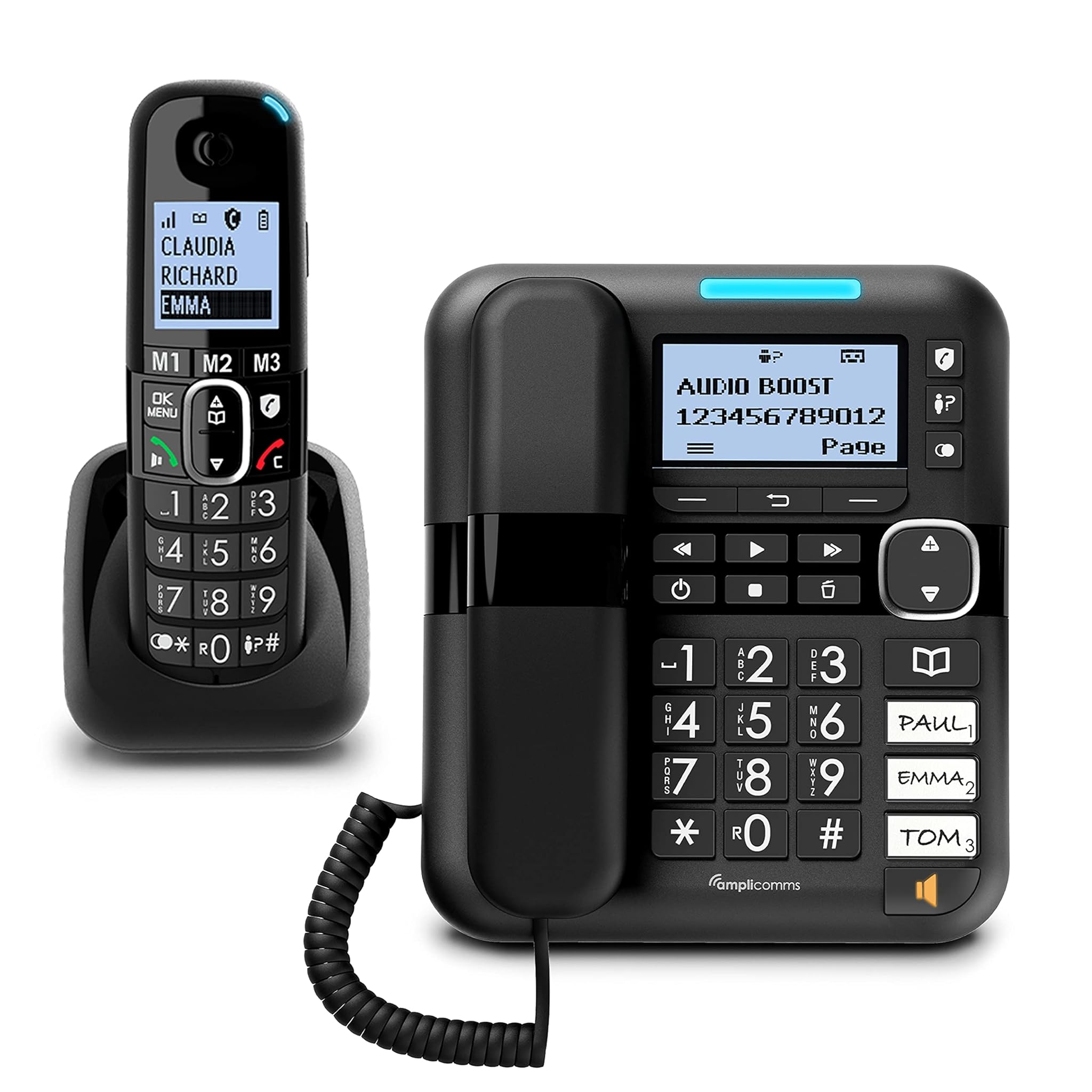 Amplicomms BigTel 1580 Combo DECT Tasti Grandi, Nero