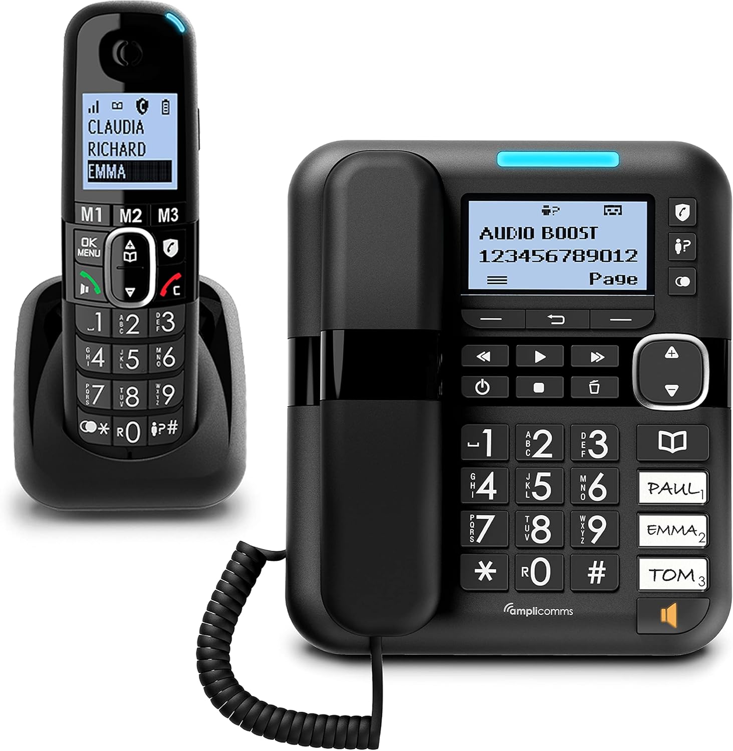 Amplicomms BigTel 1580 Combo DECT Tasti Grandi, Nero - immagine 1