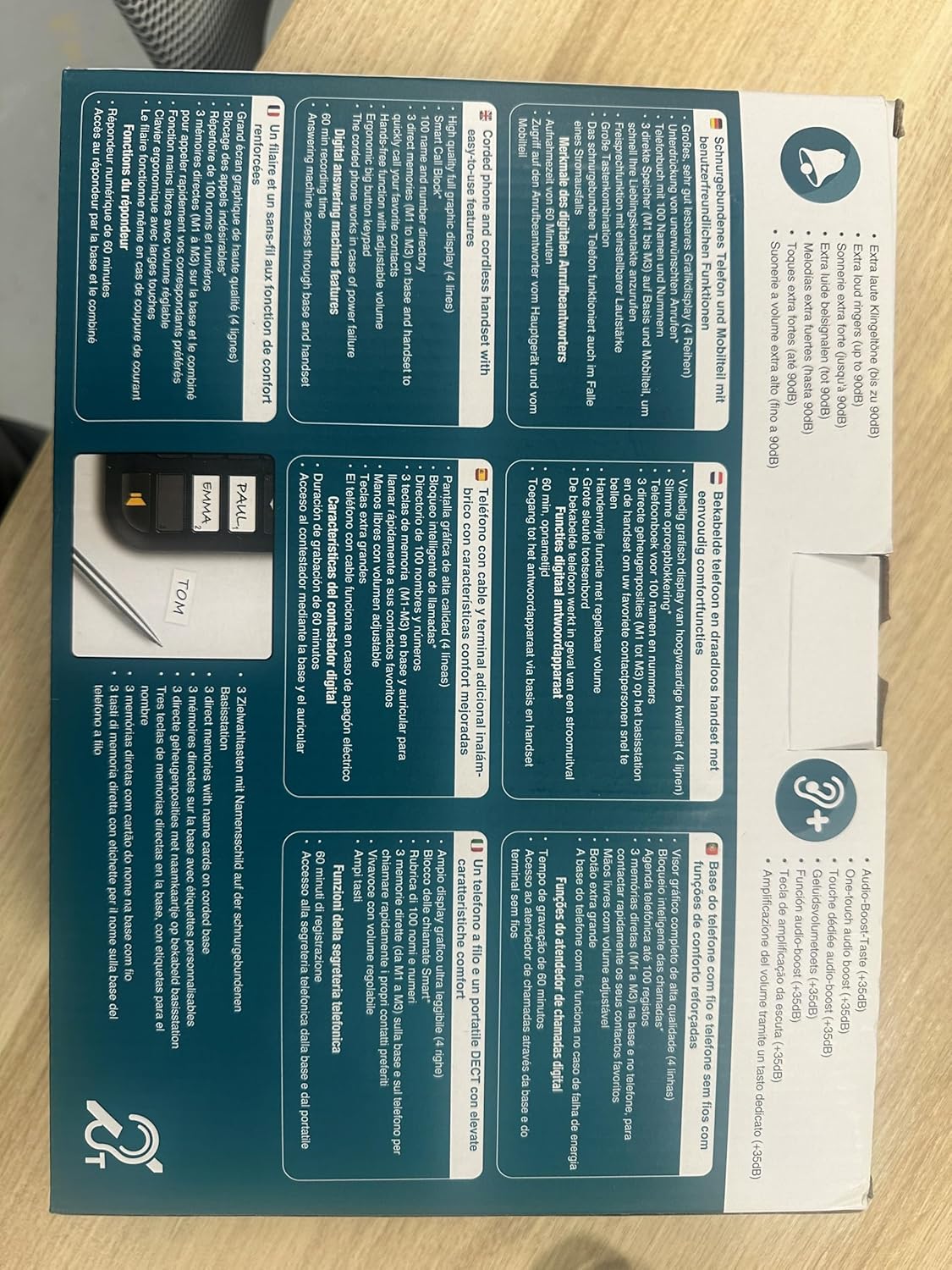 Amplicomms BigTel 1580 Combo DECT Tasti Grandi, Nero - immagine 6