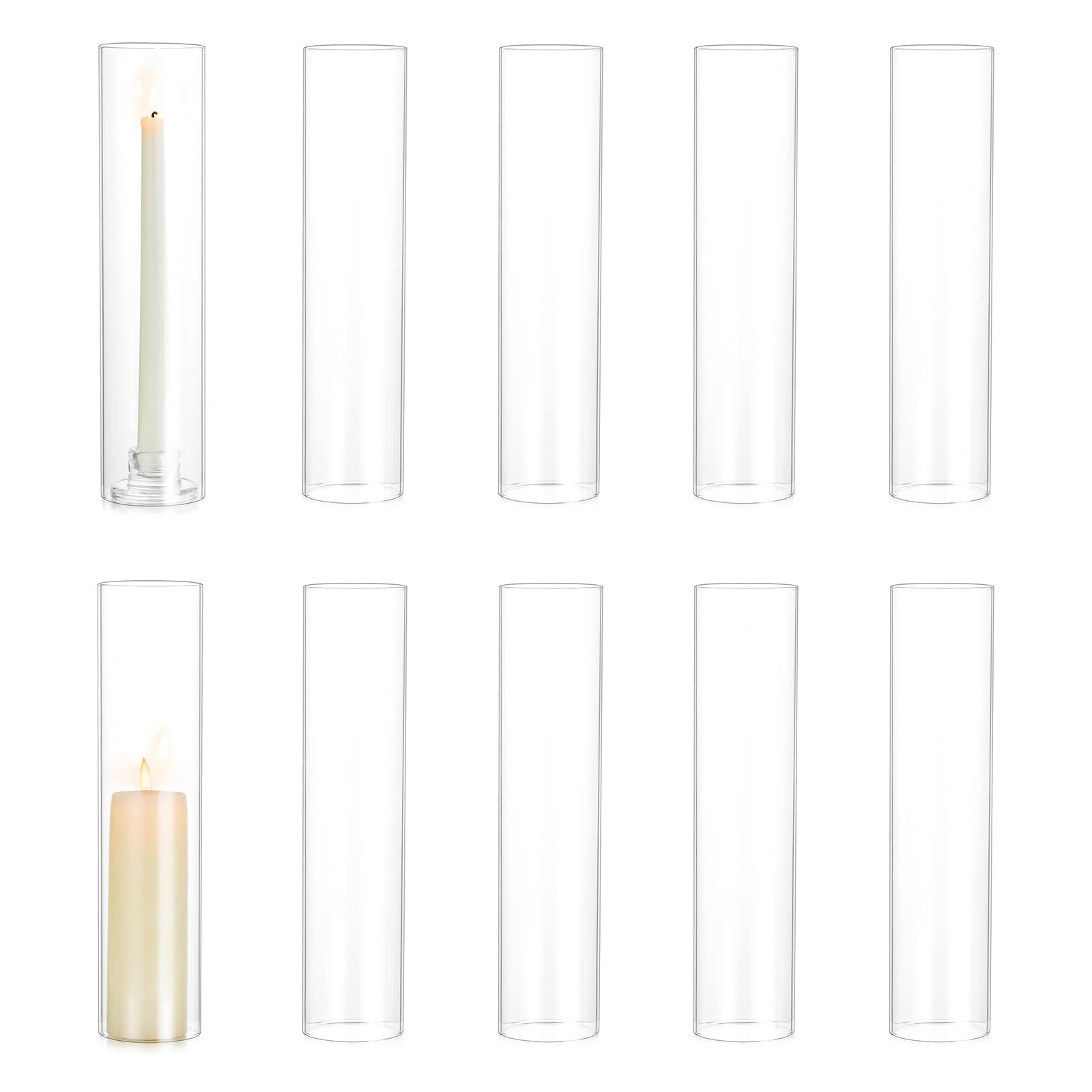 Hewory Set 10 Cilindri in Vetro per Candele