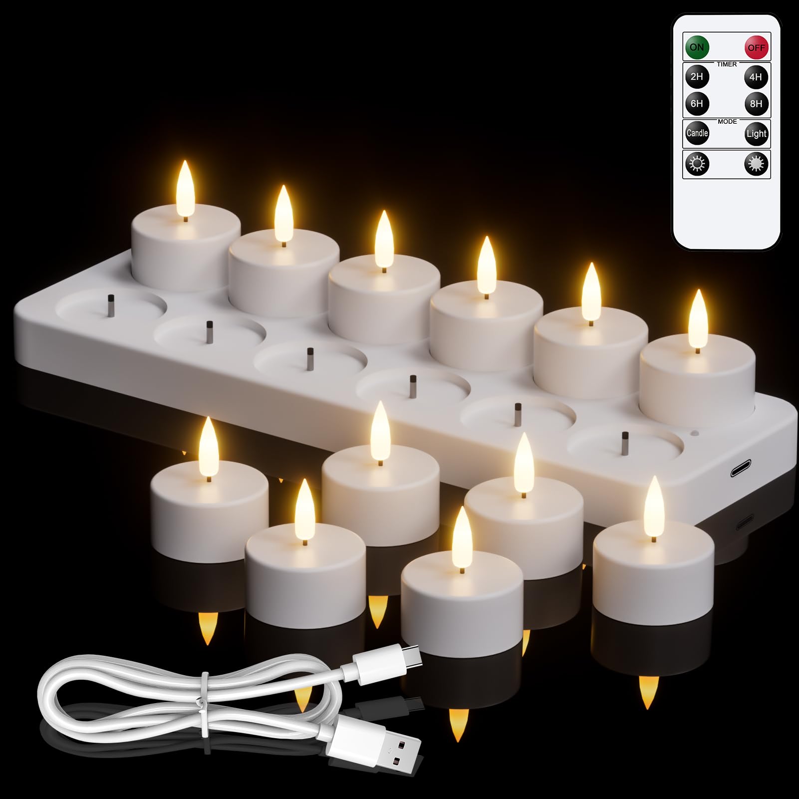 Eldnacele Set 12 Lumini LED Ricaricabili con Telecomando