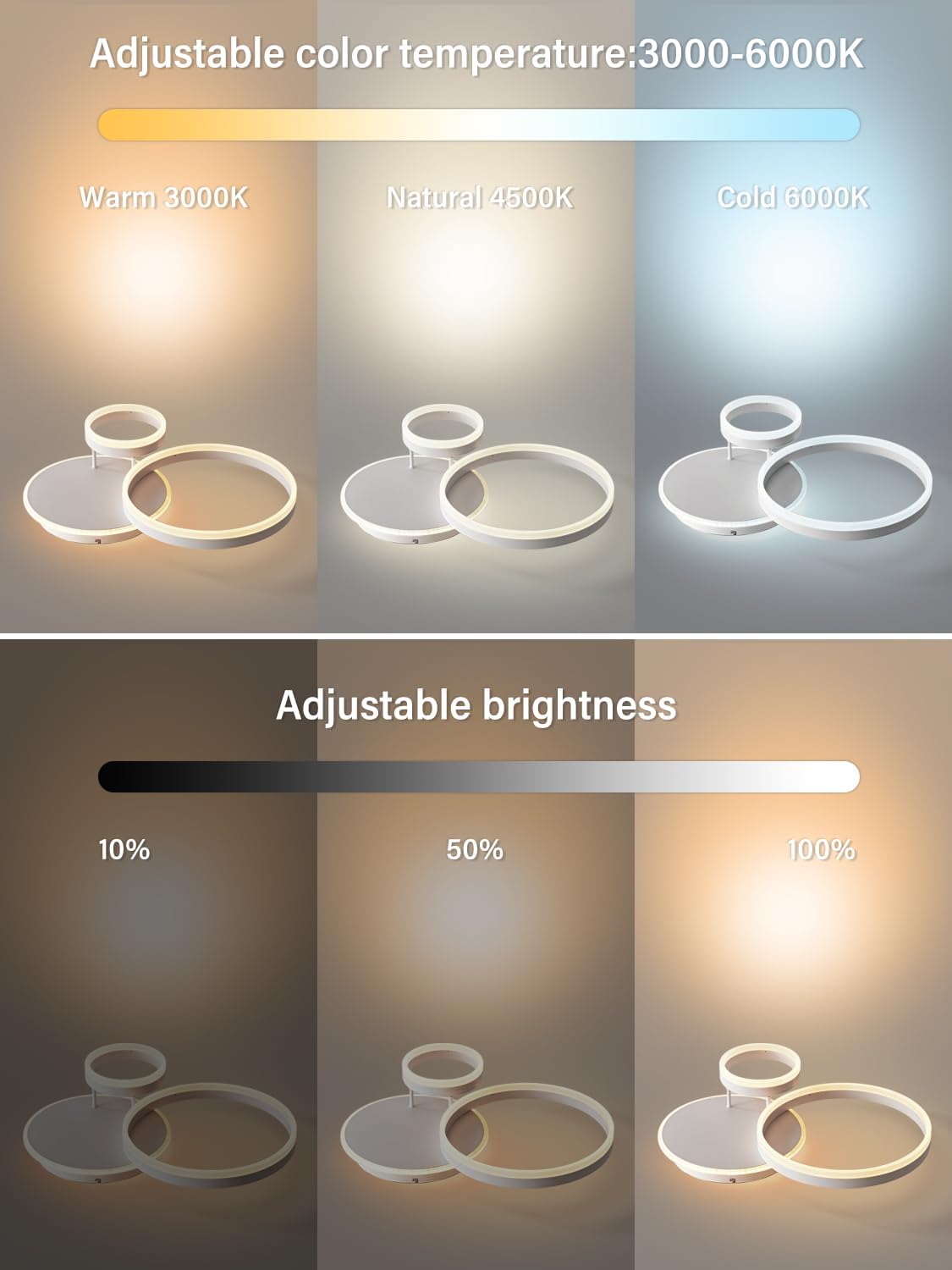 Kaucqi Plafoniera LED Moderna Dimmerabile 54W 5400lm - immagine 2