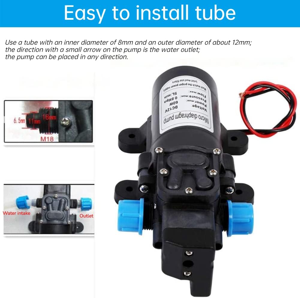 Pompa Acqua Alta Pressione DC 12V 5L/Min 116Psi - immagine 6