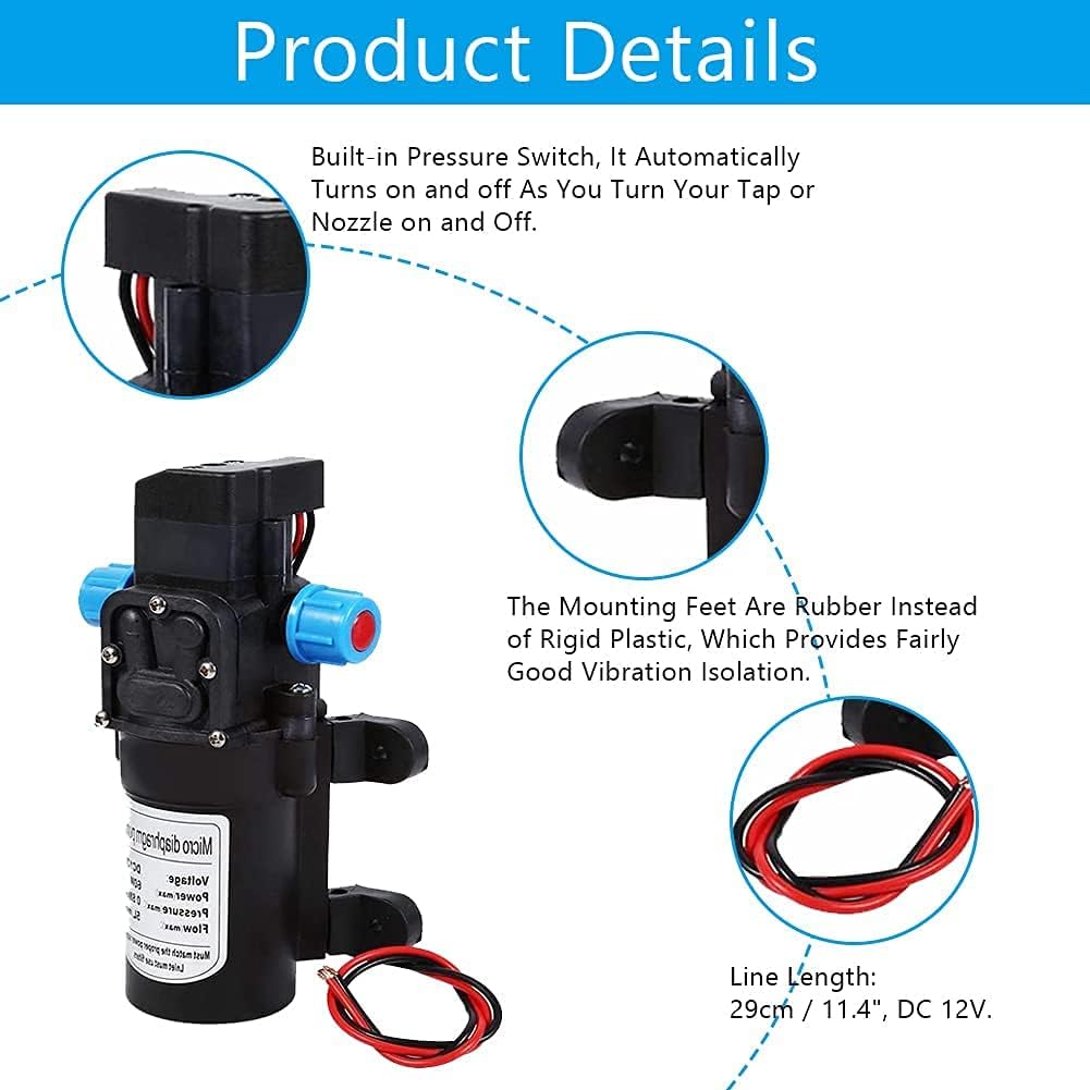 Pompa Acqua Alta Pressione DC 12V 5L/Min 116Psi - immagine 7