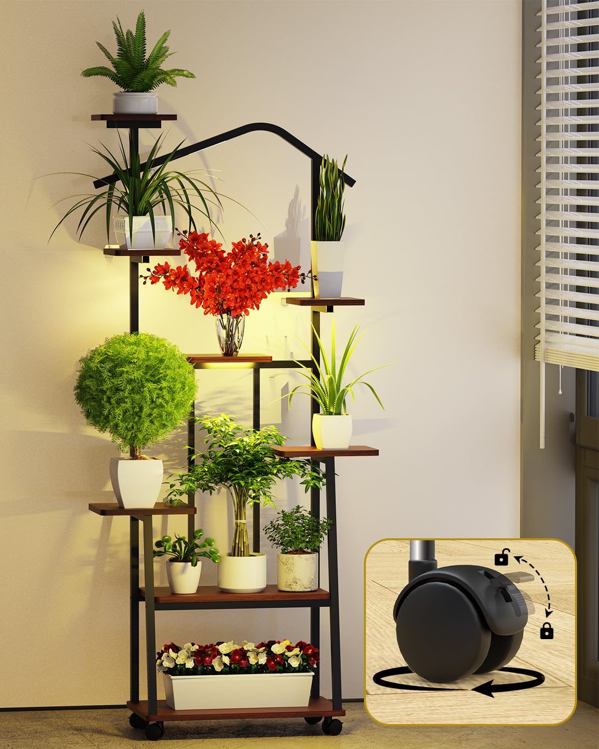 Supporto per Piante con Luce Spettro Completo 8 Livelli 157cm