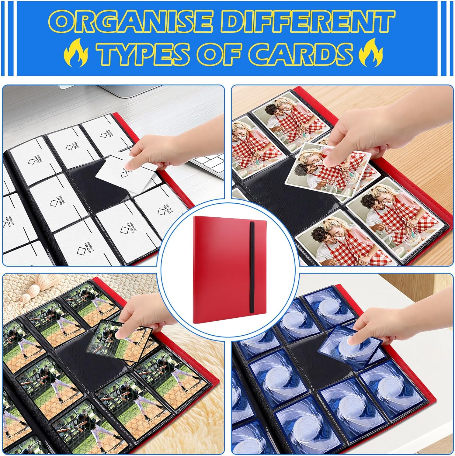 Risvowo Raccoglitore di Carte 360 Tasche, Rosso - immagine 5