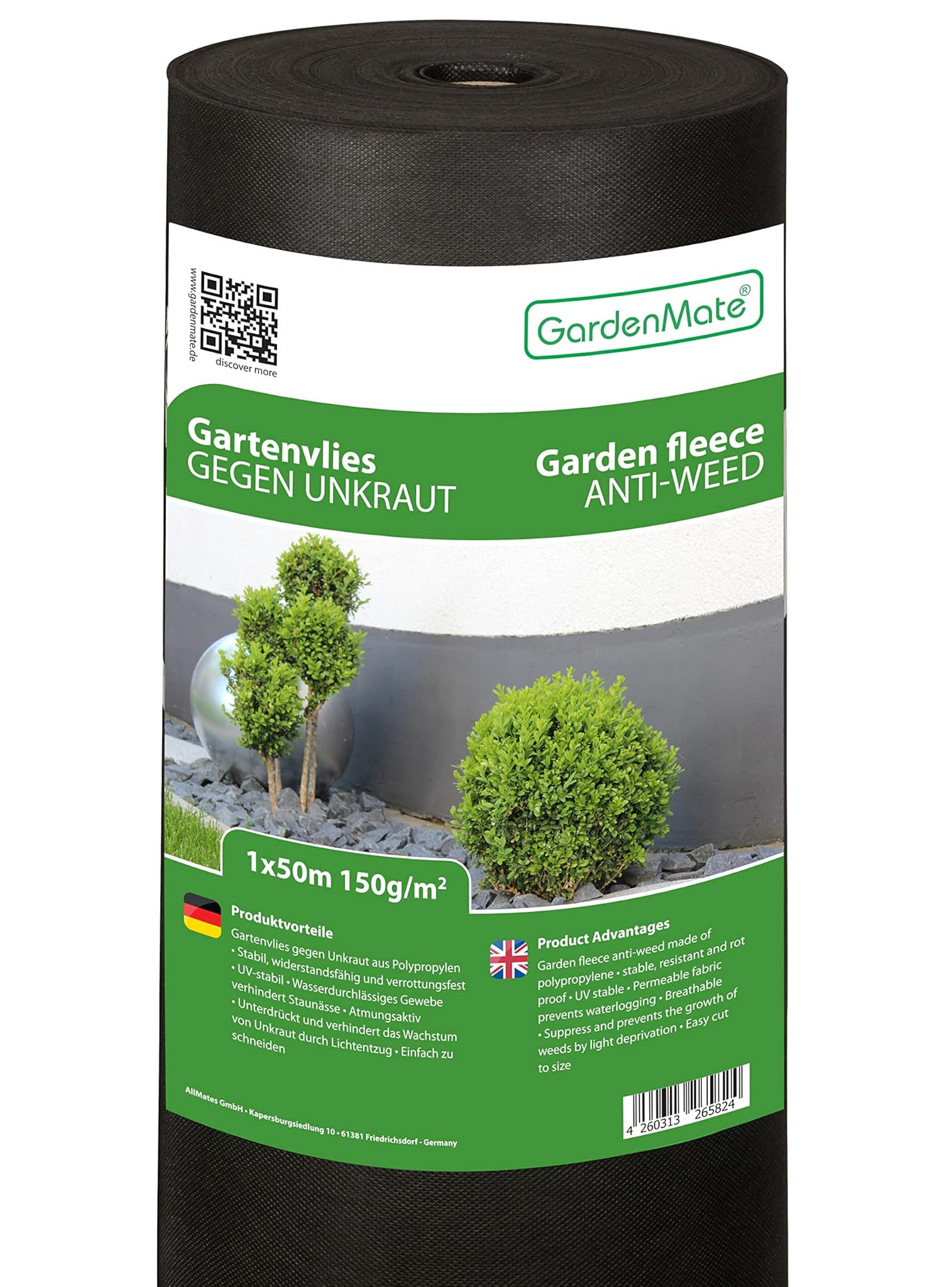 GardenMate Telo Pacciamatura 1m x 50m 150 g/m²