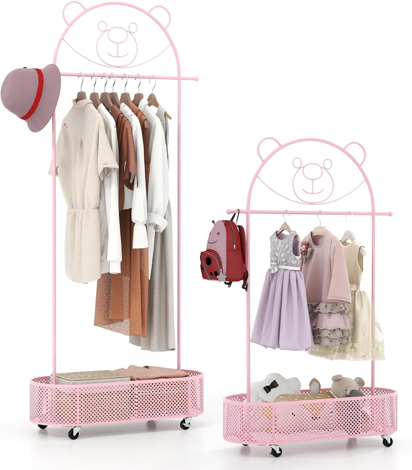 Fantask Appendiabiti per Bambini su Ruote, Rosa